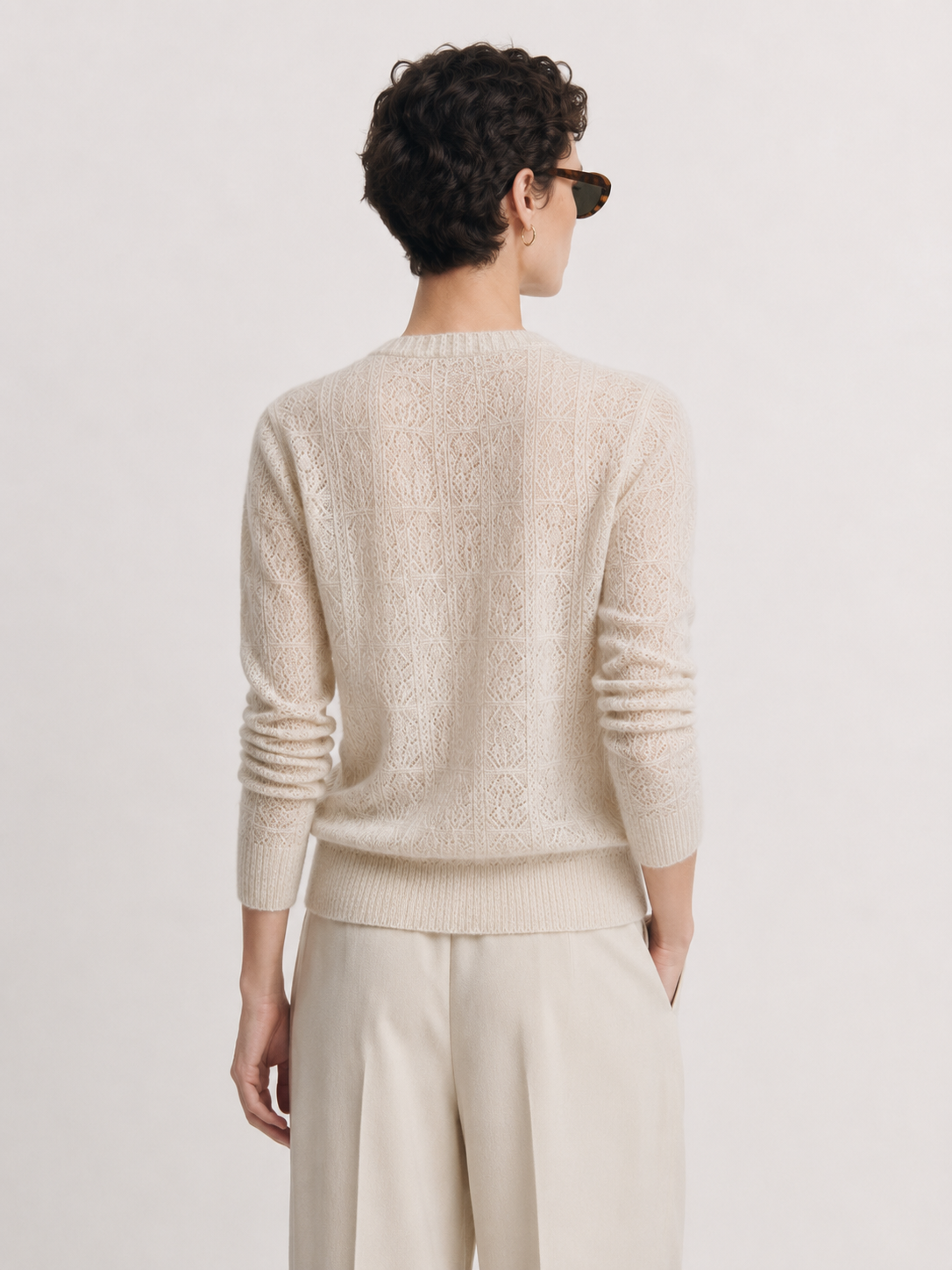 OEM Women Textured Knit Button Long Sleeve Jumper for Women Soft Blend Woolen Knit Sweater Top