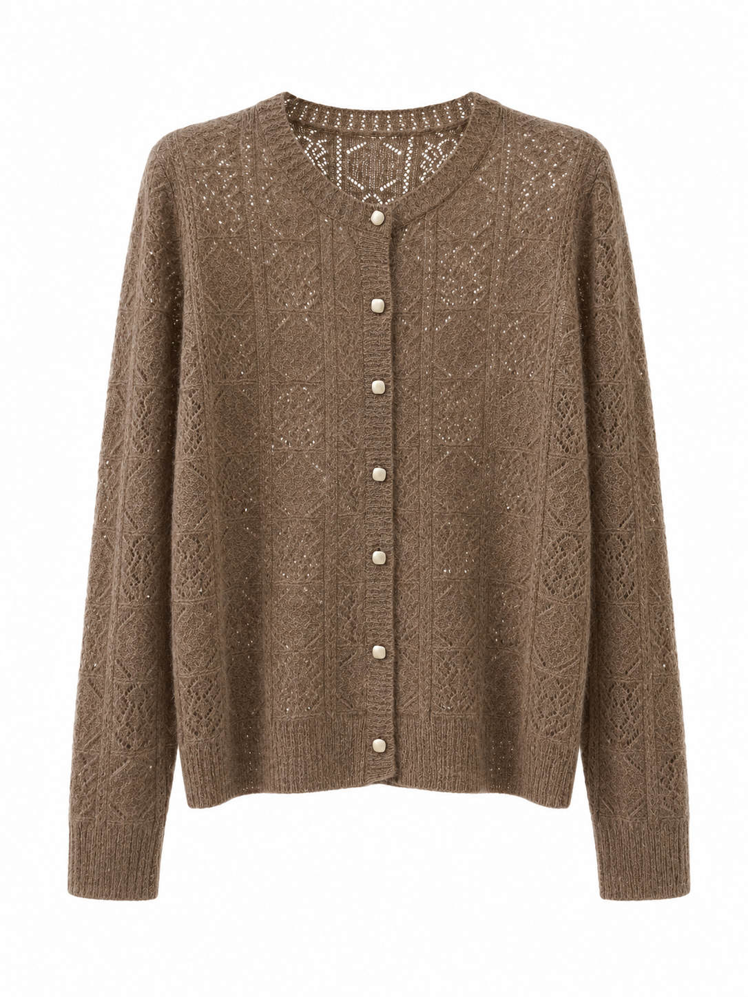 OEM Women Textured Knit Button Long Sleeve Jumper for Women Soft Blend Woolen Knit Sweater Top