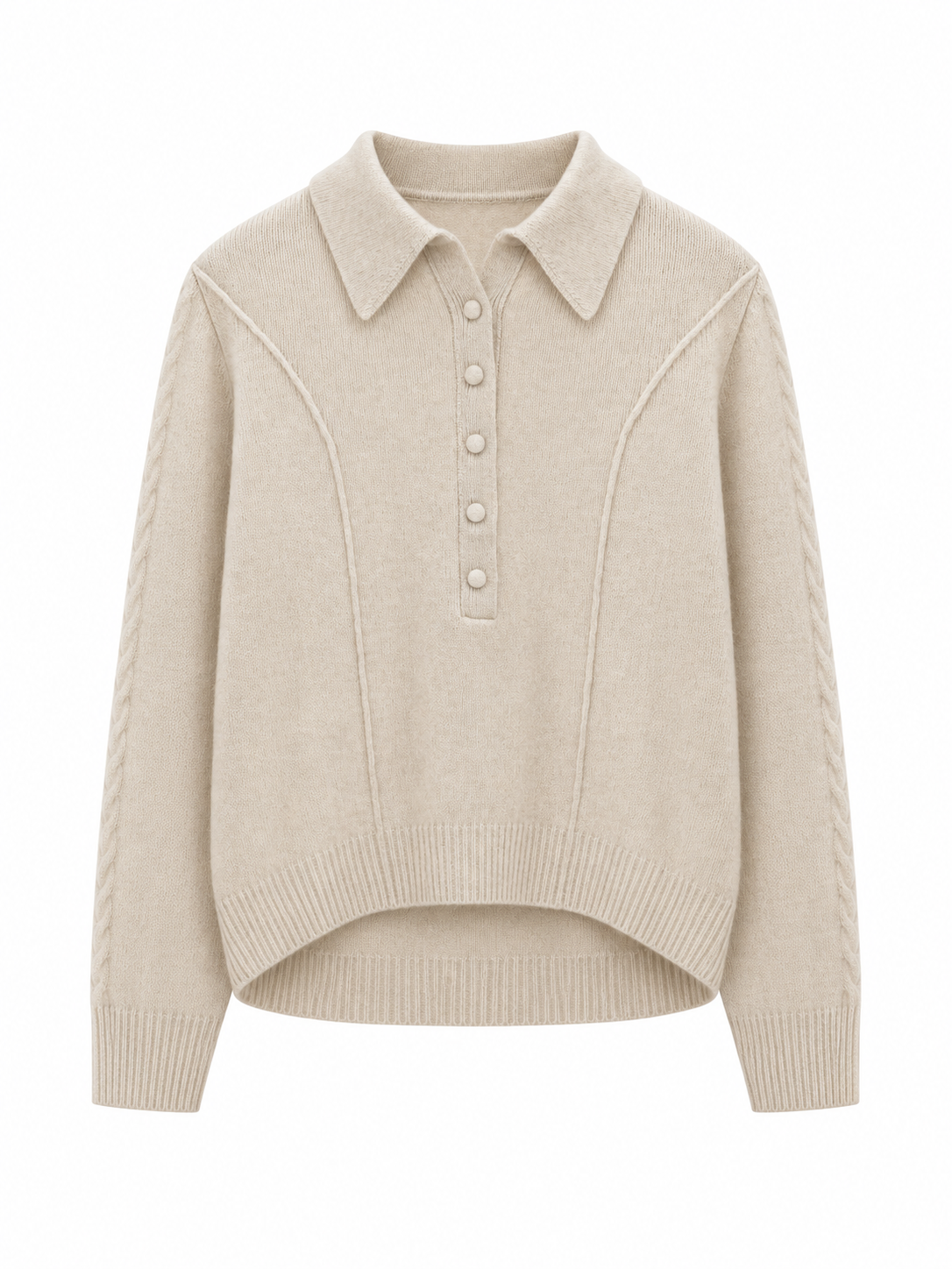 OEM Lady Cashmere Blazer - Cashmere and Wool Blend Half-Sleeve Round Neck Knitted Cashmere Blazer