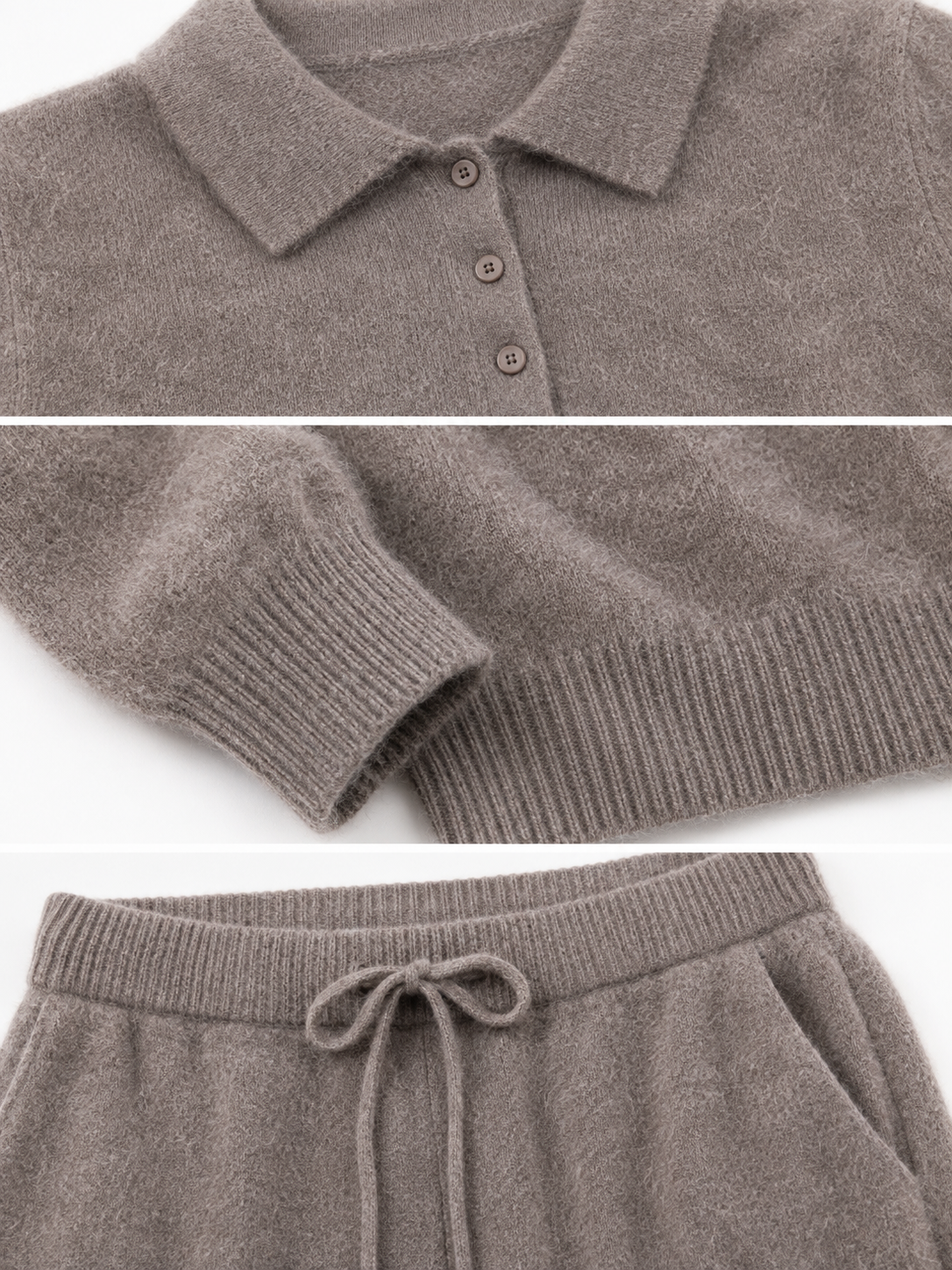 Womens Knit Sweater and Wide Leg Pants Set Round Neck Pullover Drawstring Trousers Ladies Autumn Winter Two Piece Knitwear