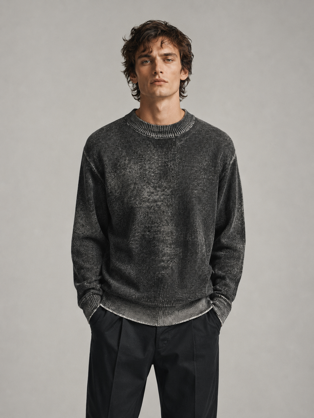 Custom Vintage Knit Sweater OEM & ODM Available Logo Design 100% Cotton Solid Men's Vintage Sweater