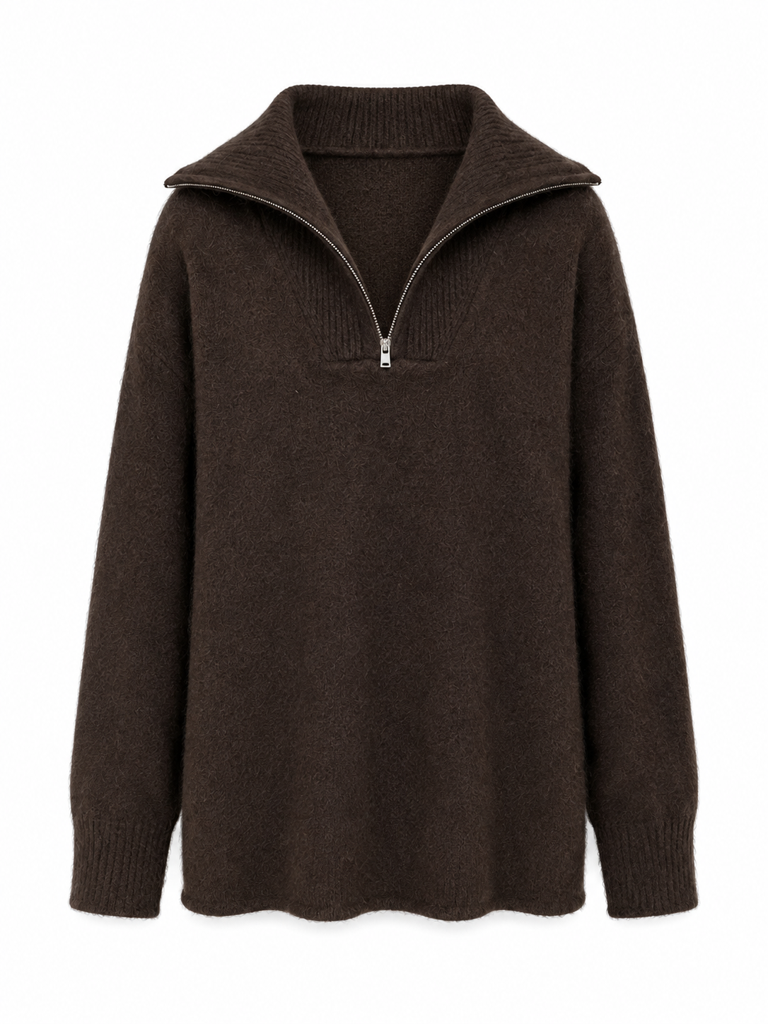 Womens Half Zip Sweater Oversized Lapel Collar Knitted Pullover Ladies Long Sleeve Autumn Winter Knit Jumper Top Knitwear