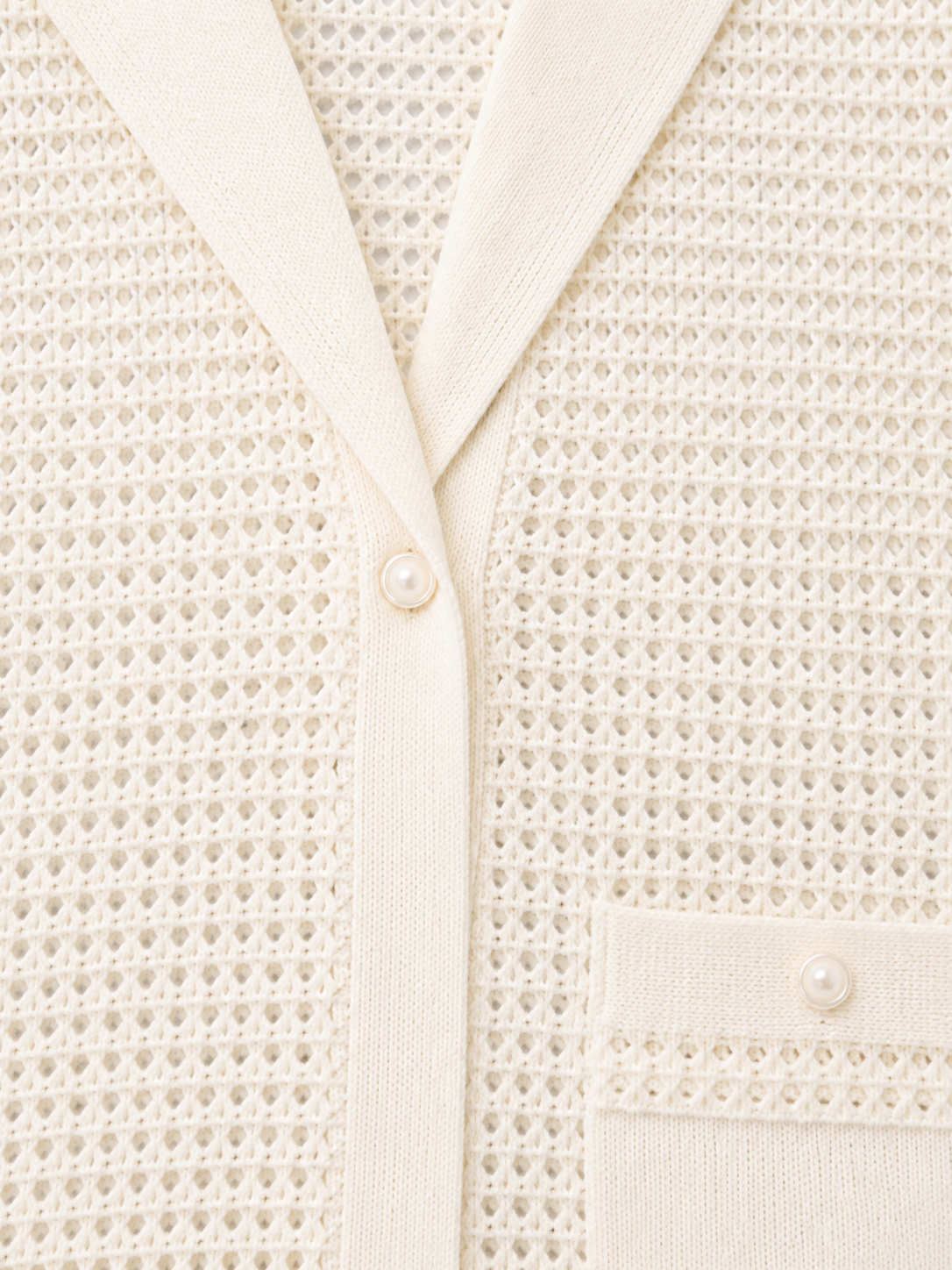 Womens Crochet Knit Cardigan Lapel Collar Button Front Mesh Hollow Out Cream Long Ladies Shirt Jacket Beach Cover Up