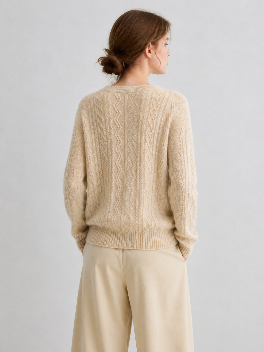 Ladies' Winter Casual Full-Body Twisted Knitted Cashmere Sweater Breathable Anti-Wrinkle Anti-Pilling Warm Comfortable