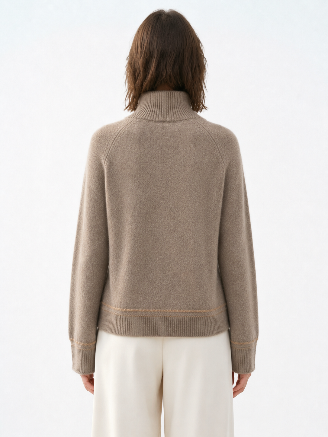 Women Quarter Zip Sweater Mock Neck Cable Knit Pullover Ladies Stand Collar Taupe Mocha Jumper Autumn Winter Knitwear