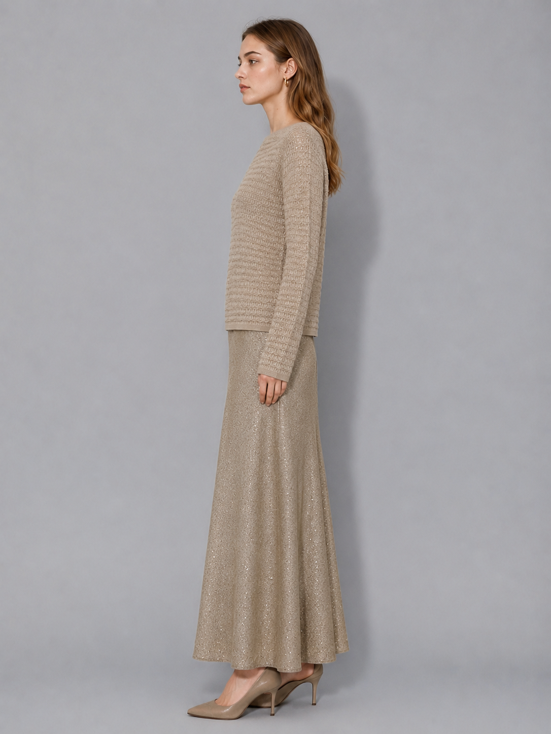 Best-selling high-end wool women's two-piece sweater set, large size sweater set, dress set