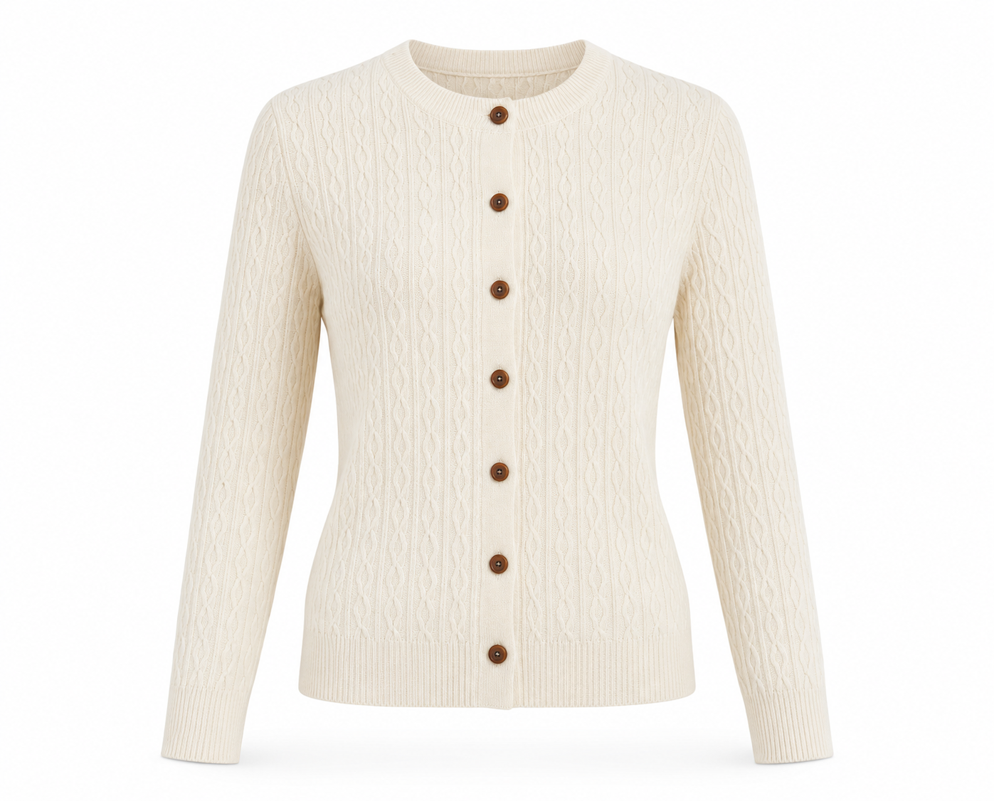 High-quality single-breasted solid-color O-neck sweater 100% cashmere knitted women's cardigan