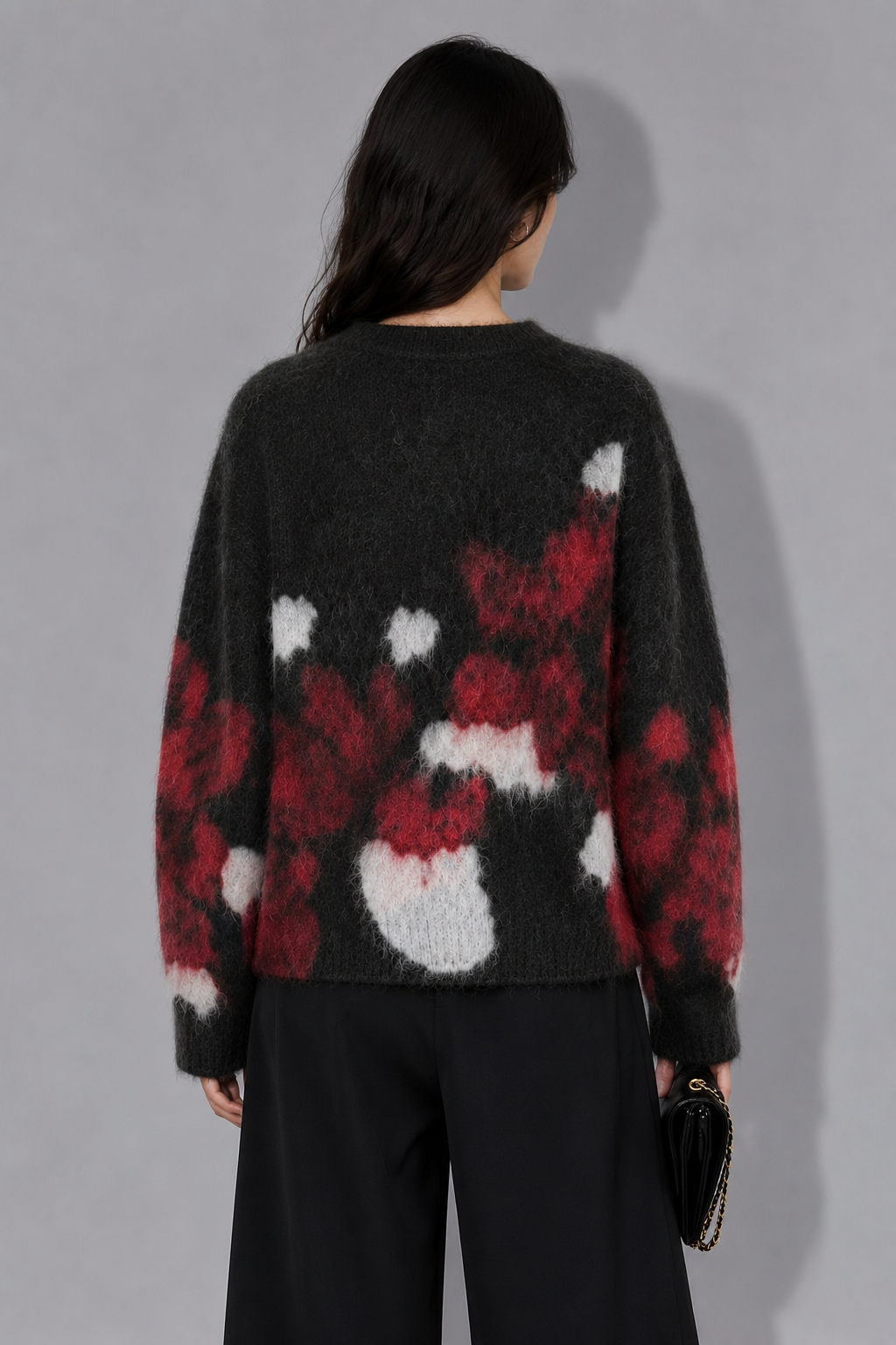 High-quality jacquard loose oversized fashion custom casual long-sleeve knitted women's pullover sweater