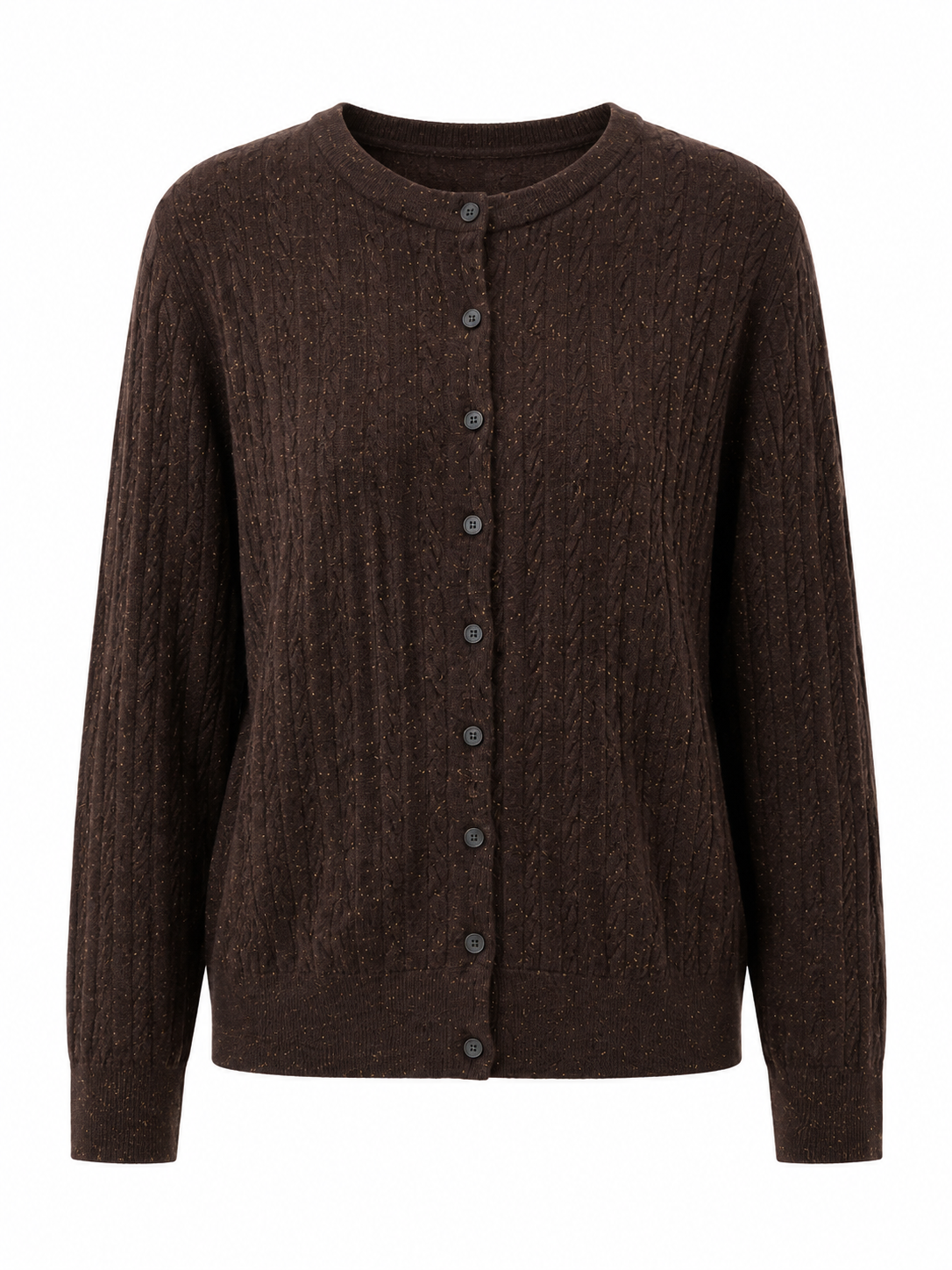Womens Cable Knit Cardigan Long Sleeve Round Neck Button Down Sweater Ladies Slim Fit Autumn Winter Knitted Outwear Coat
