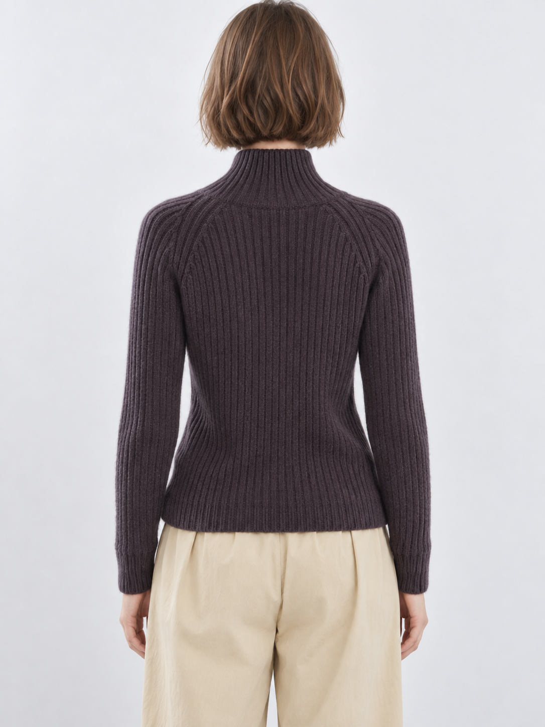 Women's Ribbed Knit Sweater Half Zip Mock Neck Long Sleeve Slim Fit Pullover Casual Winter Jumper