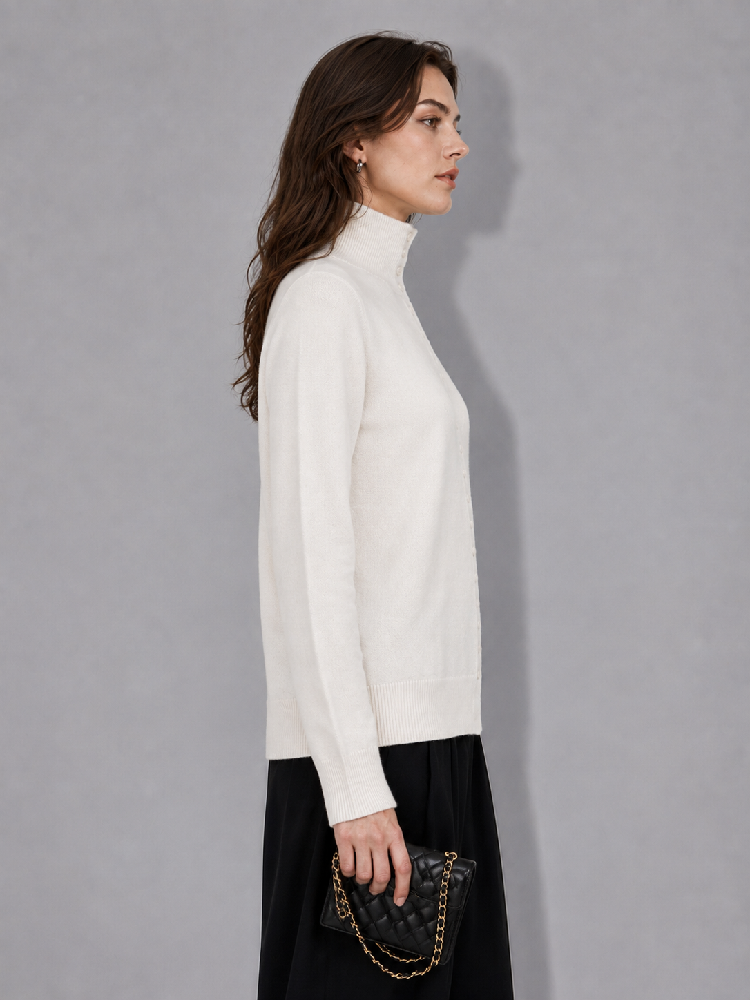 High Quality New Style Knitted 100% Wool High Neck Women Sweater