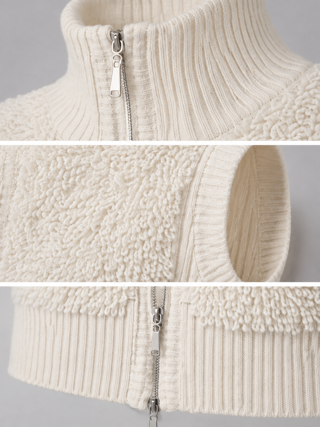 Womens Sleeveless Knit Vest Zip Up Stand Collar Textured Sweater Gilet Ladies Slim Fit Autumn Winter Knitted Waistcoat