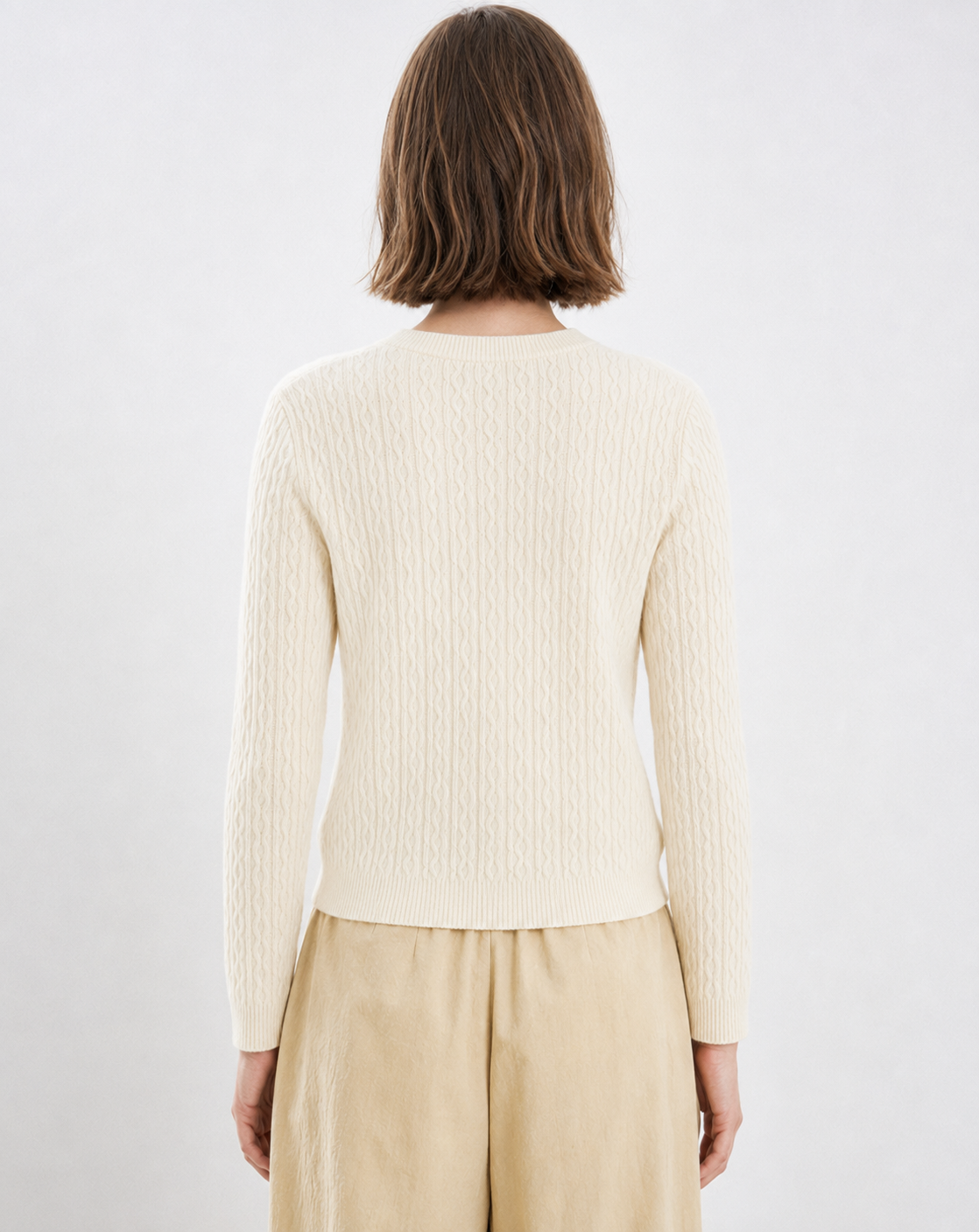 High-quality single-breasted solid-color O-neck sweater 100% cashmere knitted women's cardigan