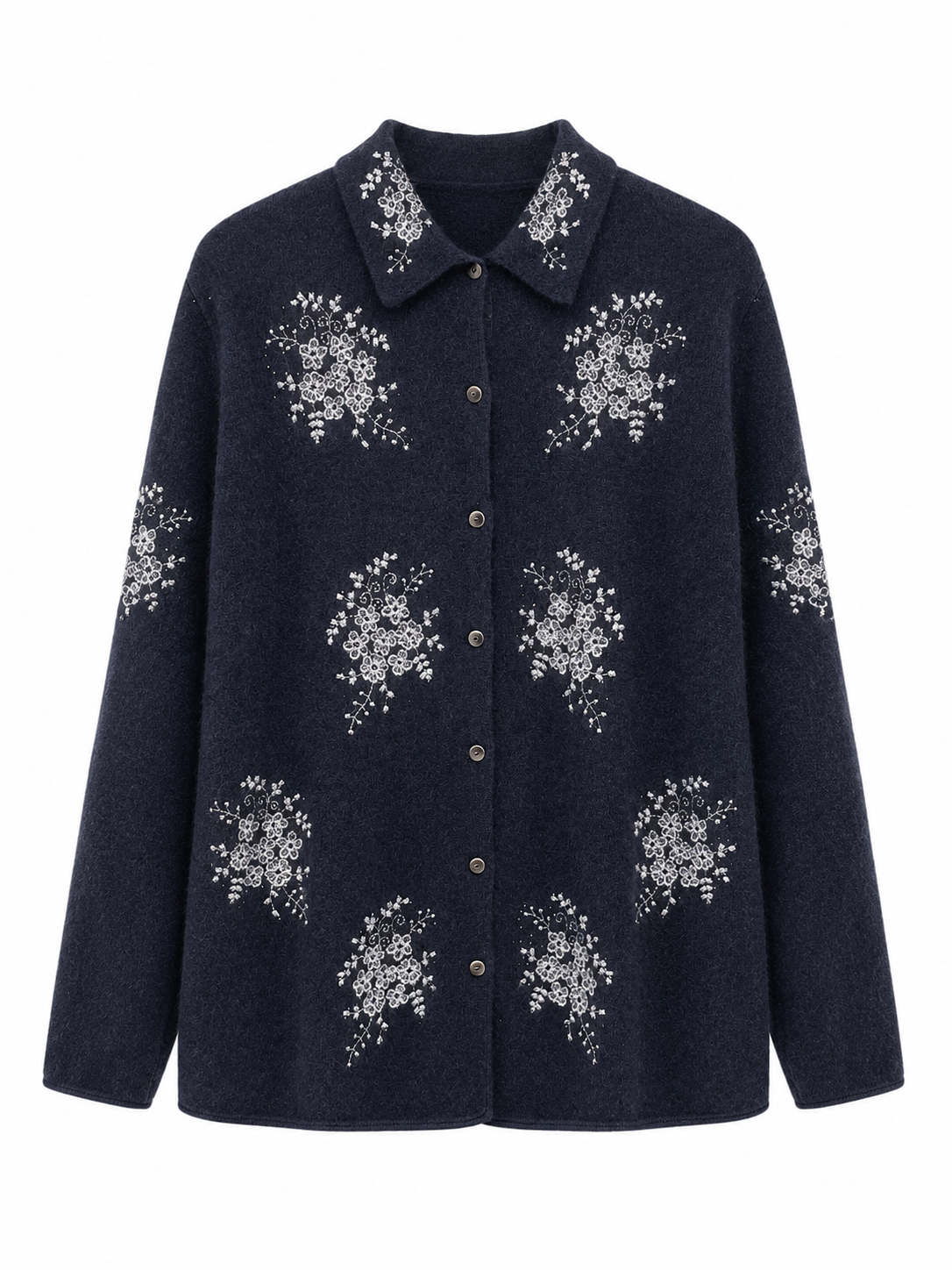 Wholesale new high-end cardigan made of 100% cashmere, long-sleeved sweater with embroidery, coat-like outerwear
