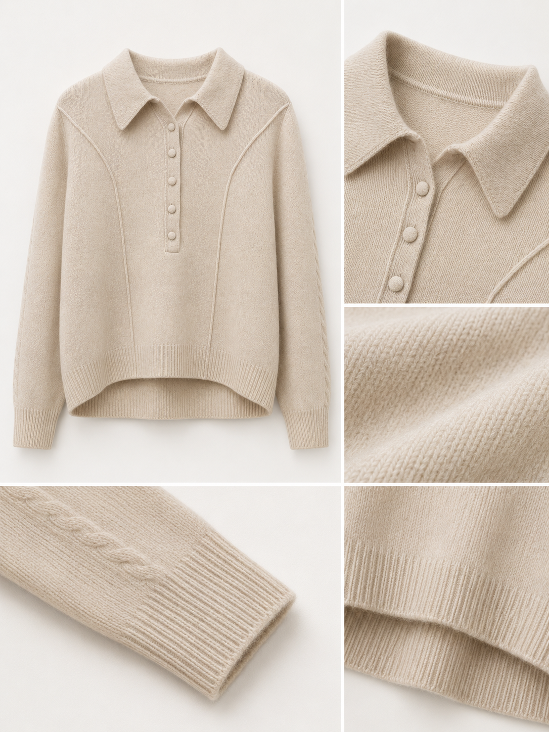 OEM Lady Cashmere Blazer - Cashmere and Wool Blend Half-Sleeve Round Neck Knitted Cashmere Blazer