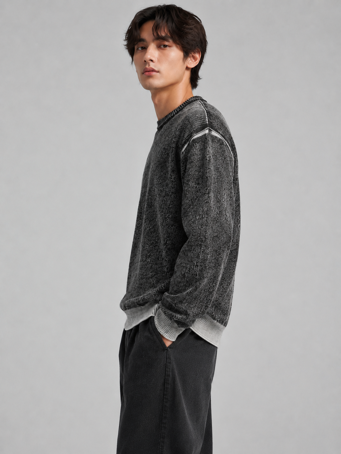 New Design logo Knitwear Fashion Casual Long Sleeve RIB Knitted Top Pullover Cotton Crew Neck Custom Men Knitted Sweater