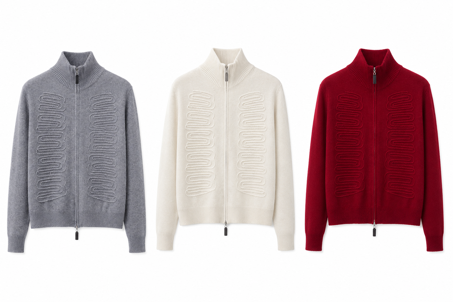 Customized women's motorcycle-style floral autumn stand-up collar full-zip knitted cashmere cardigan pullover customized logo breathable