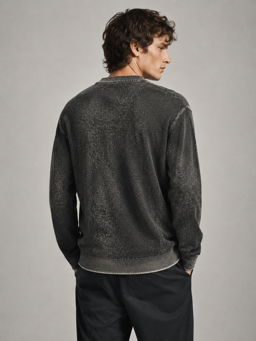 Custom Vintage Knit Sweater OEM & ODM Available Logo Design 100% Cotton Solid Men's Vintage Sweater