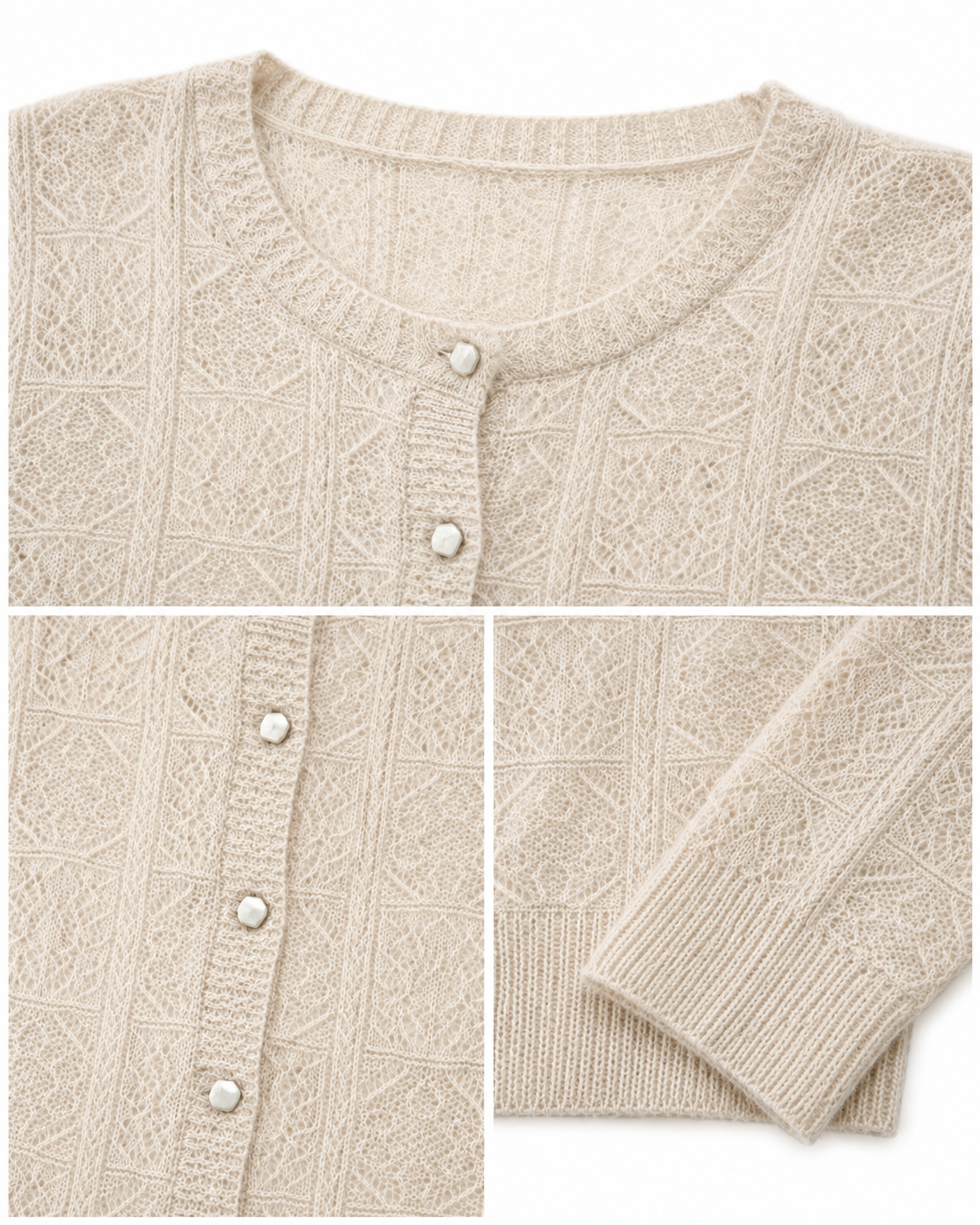 OEM Women Textured Knit Button Long Sleeve Jumper for Women Soft Blend Woolen Knit Sweater Top