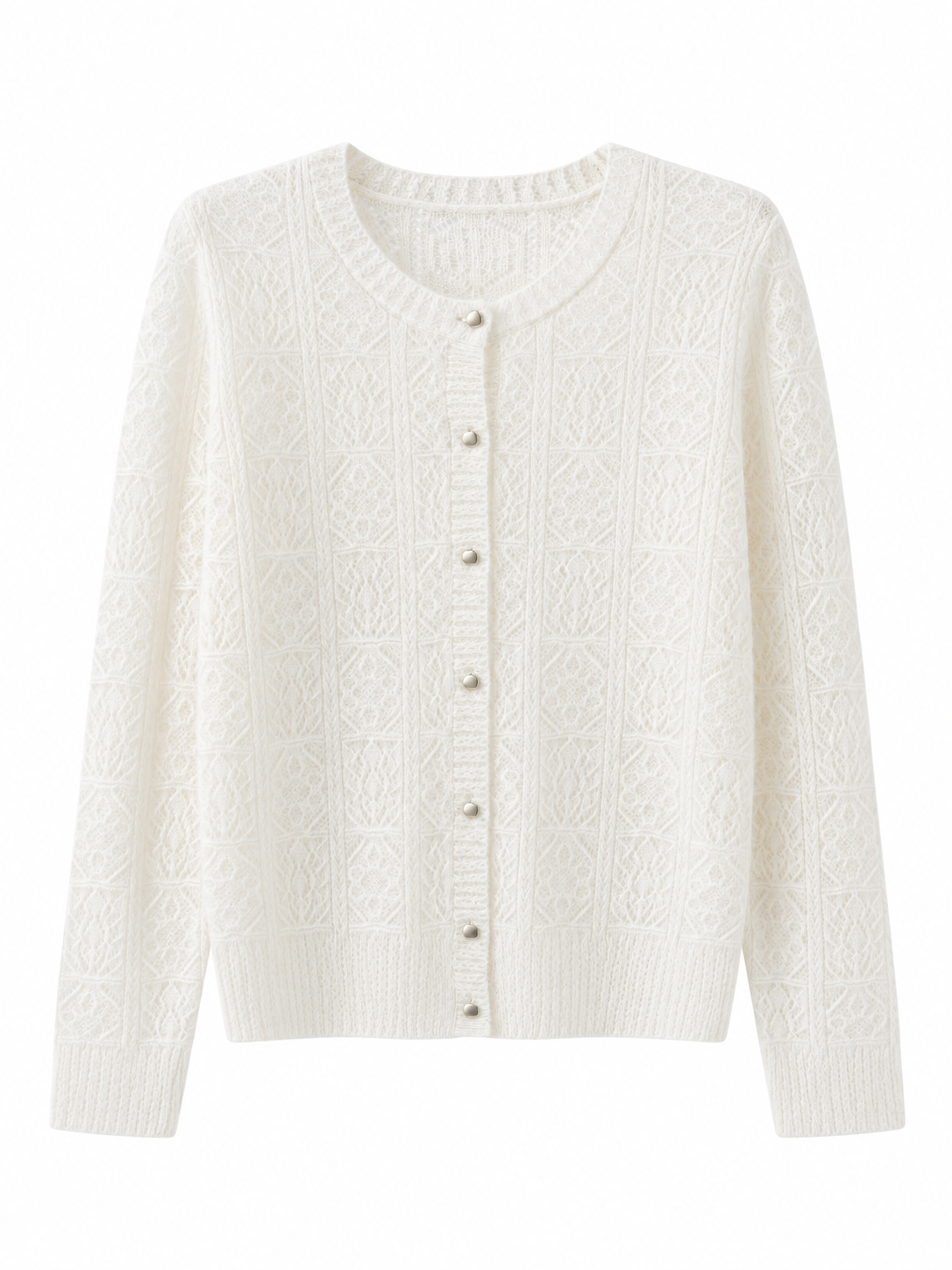 OEM Women Textured Knit Button Long Sleeve Jumper for Women Soft Blend Woolen Knit Sweater Top