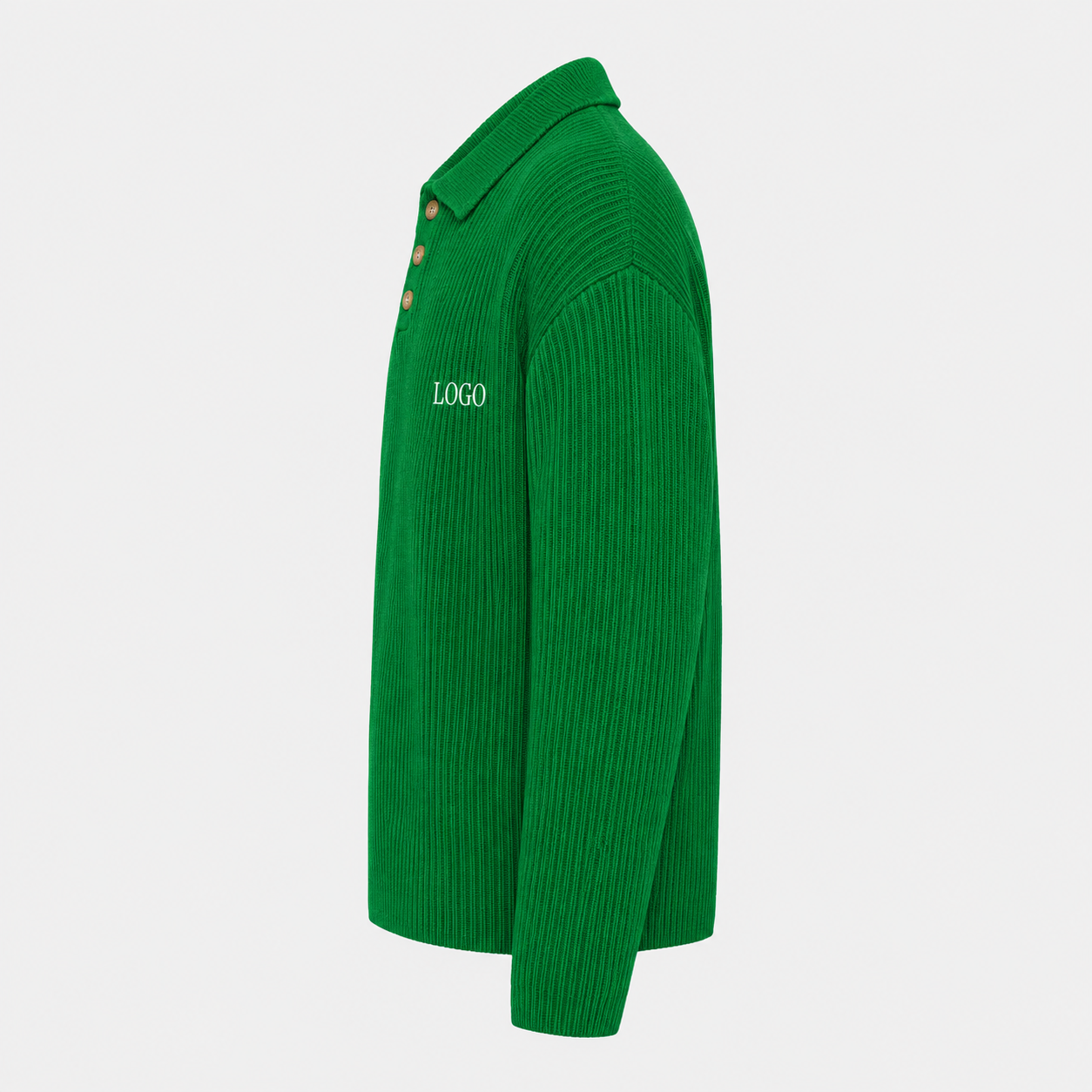 Custom Men's Autumn 100% Cotton Rib Knit for Sweater 3 Button Collar Pullover Long Sleeve Knitwear OEM ODM Manufacturer