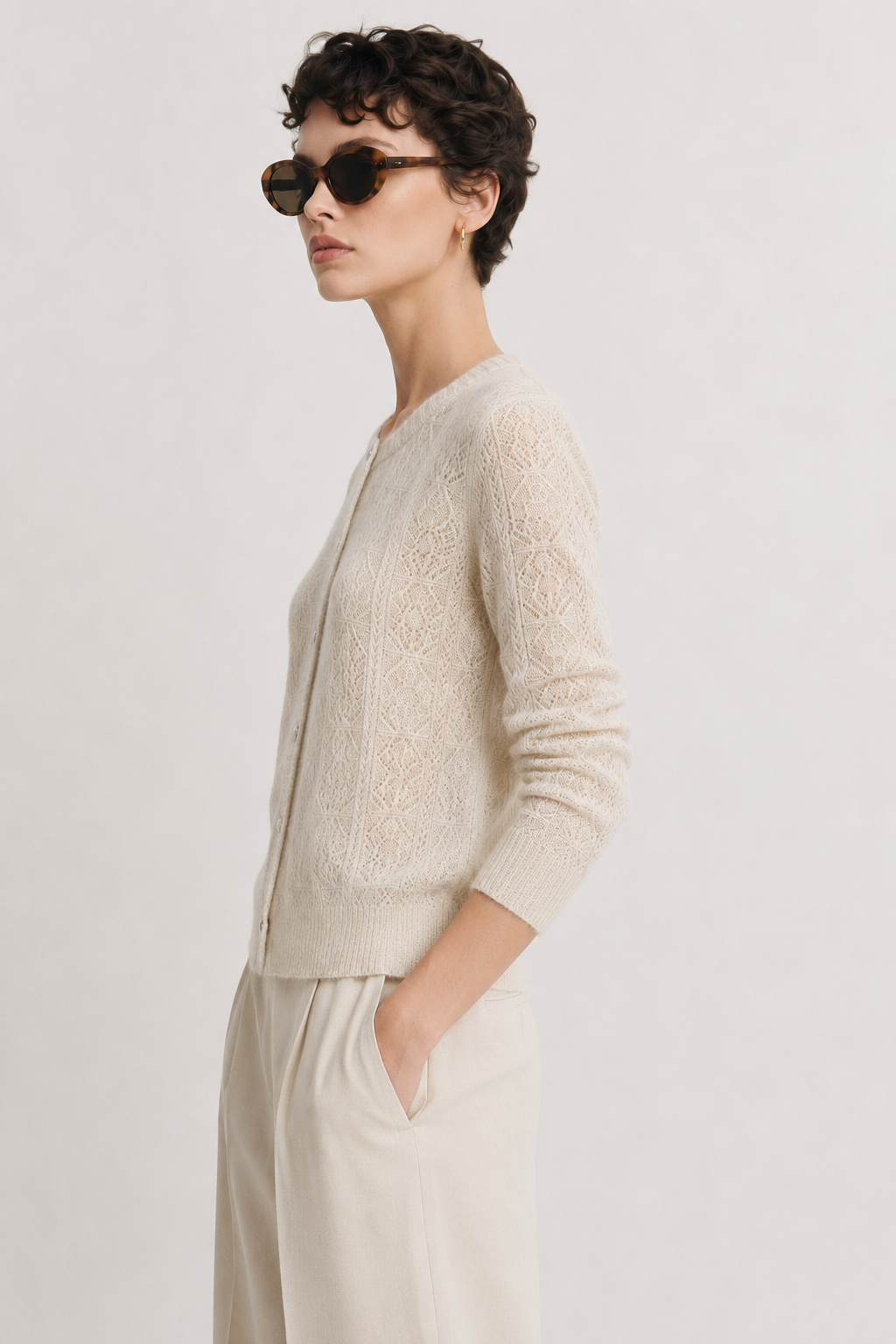 OEM Women Textured Knit Button Long Sleeve Jumper for Women Soft Blend Woolen Knit Sweater Top