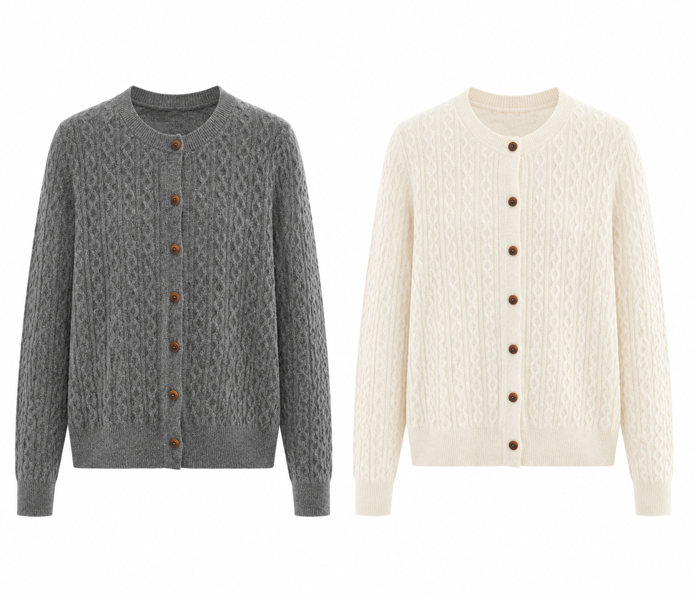 High-quality single-breasted solid-color O-neck sweater 100% cashmere knitted women's cardigan