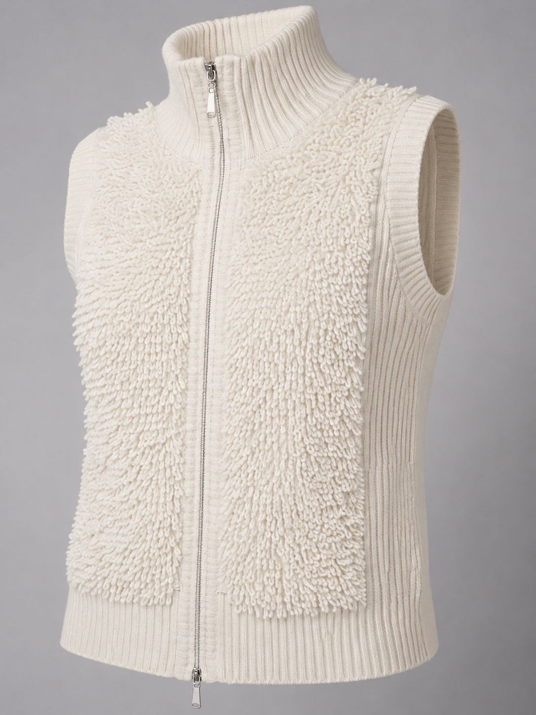 Womens Sleeveless Knit Vest Zip Up Stand Collar Textured Sweater Gilet Ladies Slim Fit Autumn Winter Knitted Waistcoat