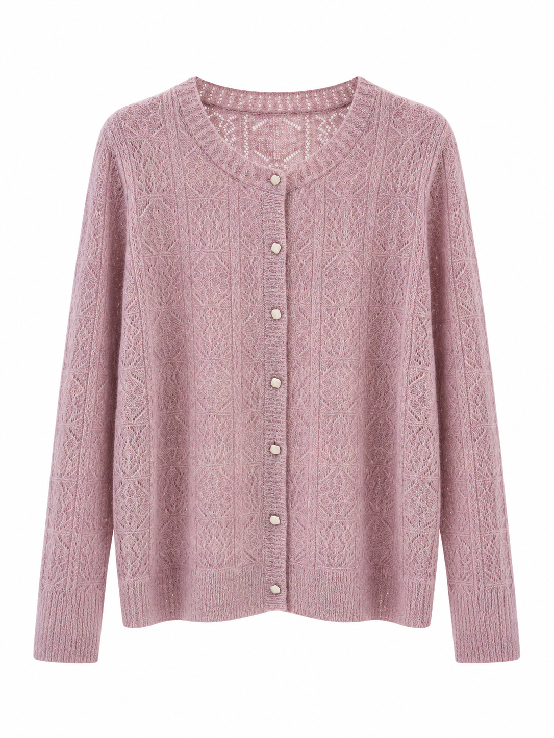 OEM Women Textured Knit Button Long Sleeve Jumper for Women Soft Blend Woolen Knit Sweater Top