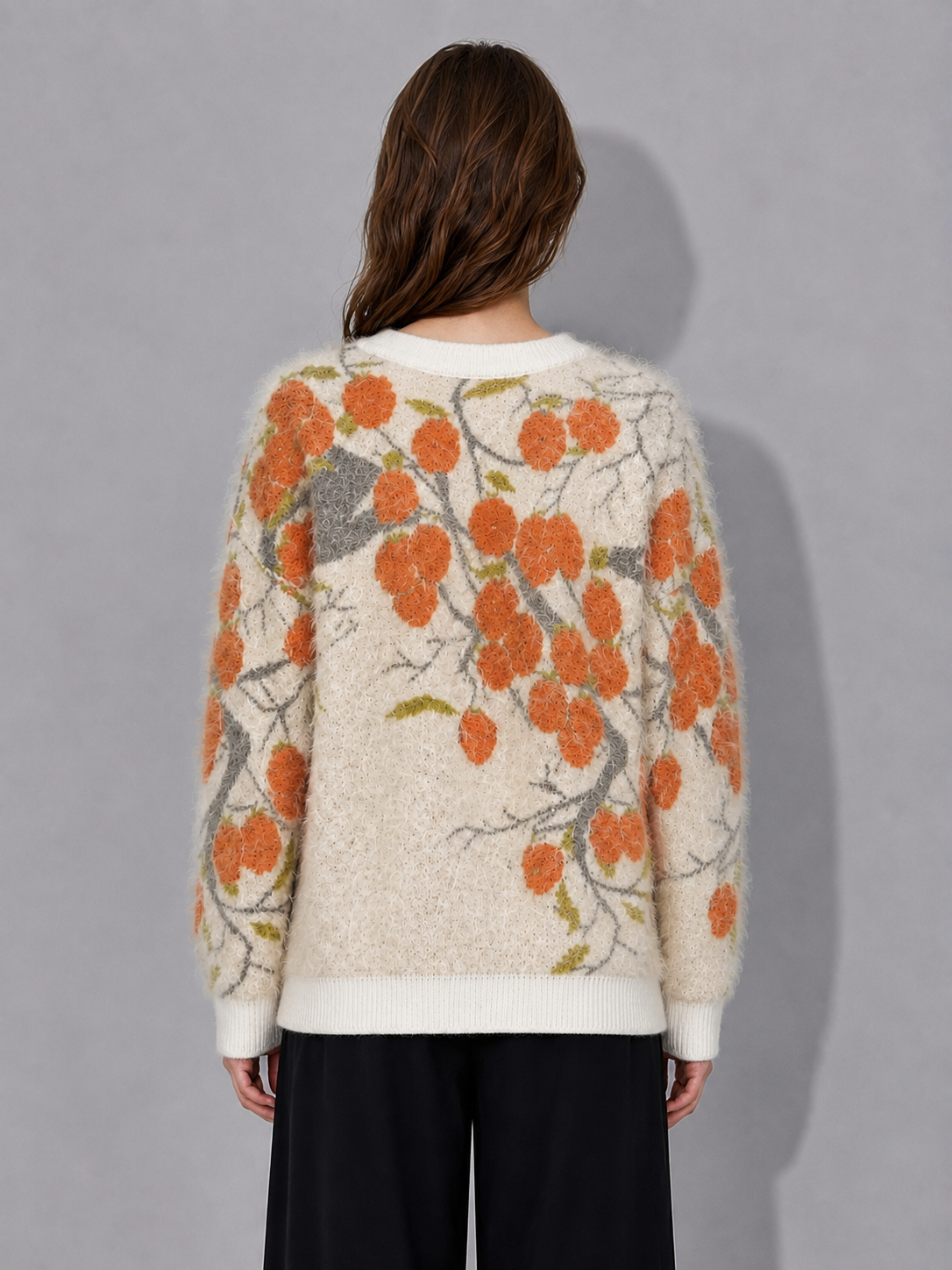 Retro floral knitted women's sweater - new style for autumn and winter loose and comfortable knitted sweater trendy design