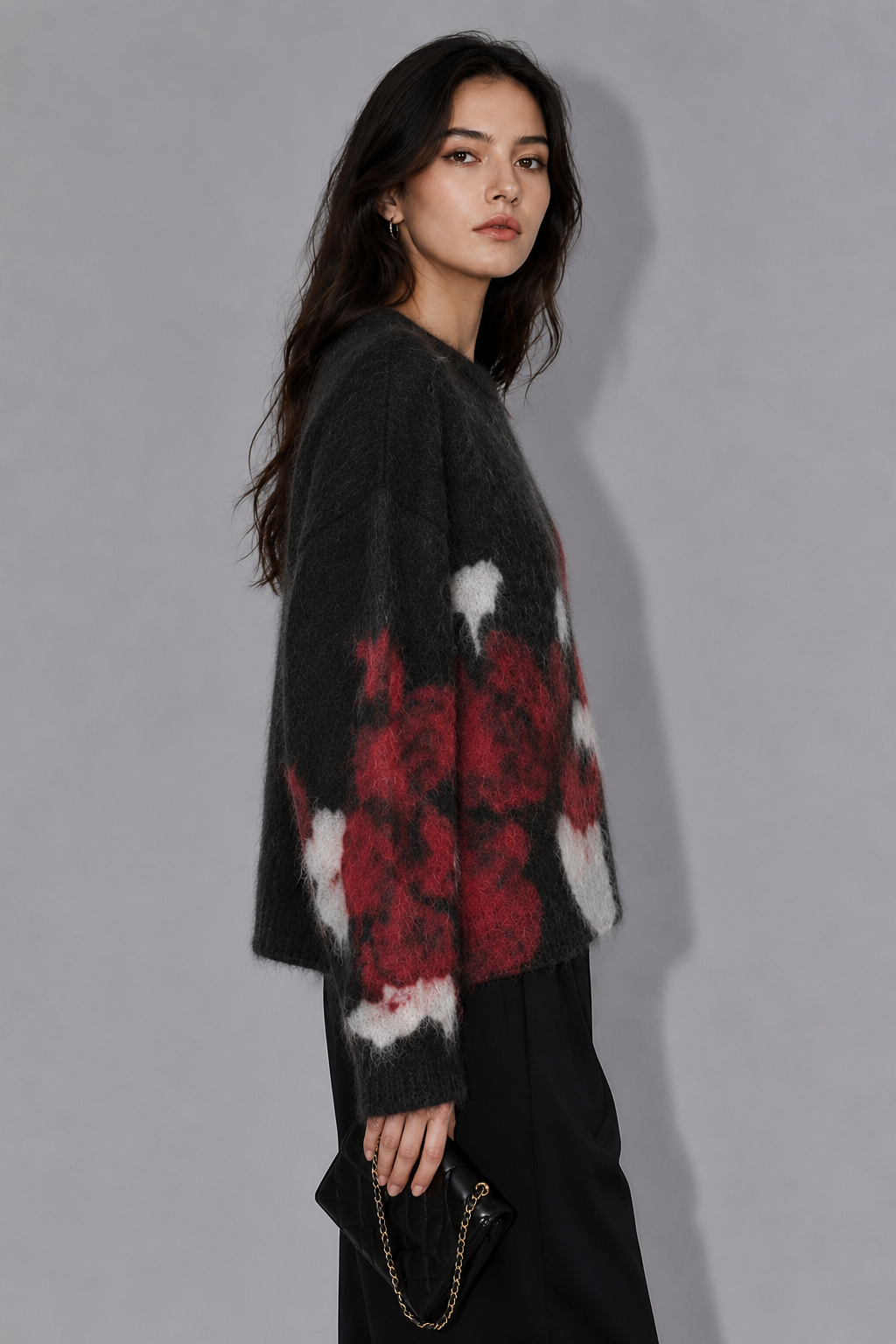 High-quality jacquard loose oversized fashion custom casual long-sleeve knitted women's pullover sweater