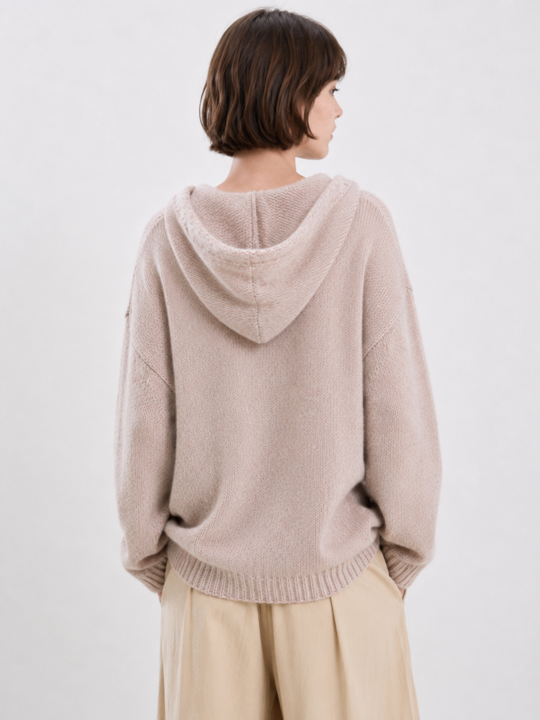 Cute Wool Hooded Sweater with Strawberry Embroidery – Soft Pink Knit Pullover for Women