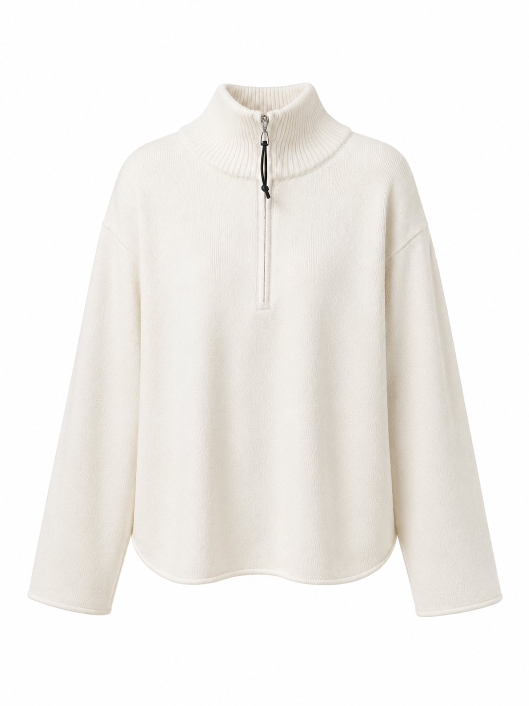 Premium Wool Half-Zip Sweater – Minimalist Oversized High Neck Knit Pullover for Women