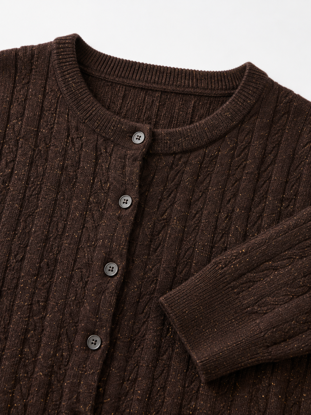 Womens Cable Knit Cardigan Long Sleeve Round Neck Button Down Sweater Ladies Slim Fit Autumn Winter Knitted Outwear Coat
