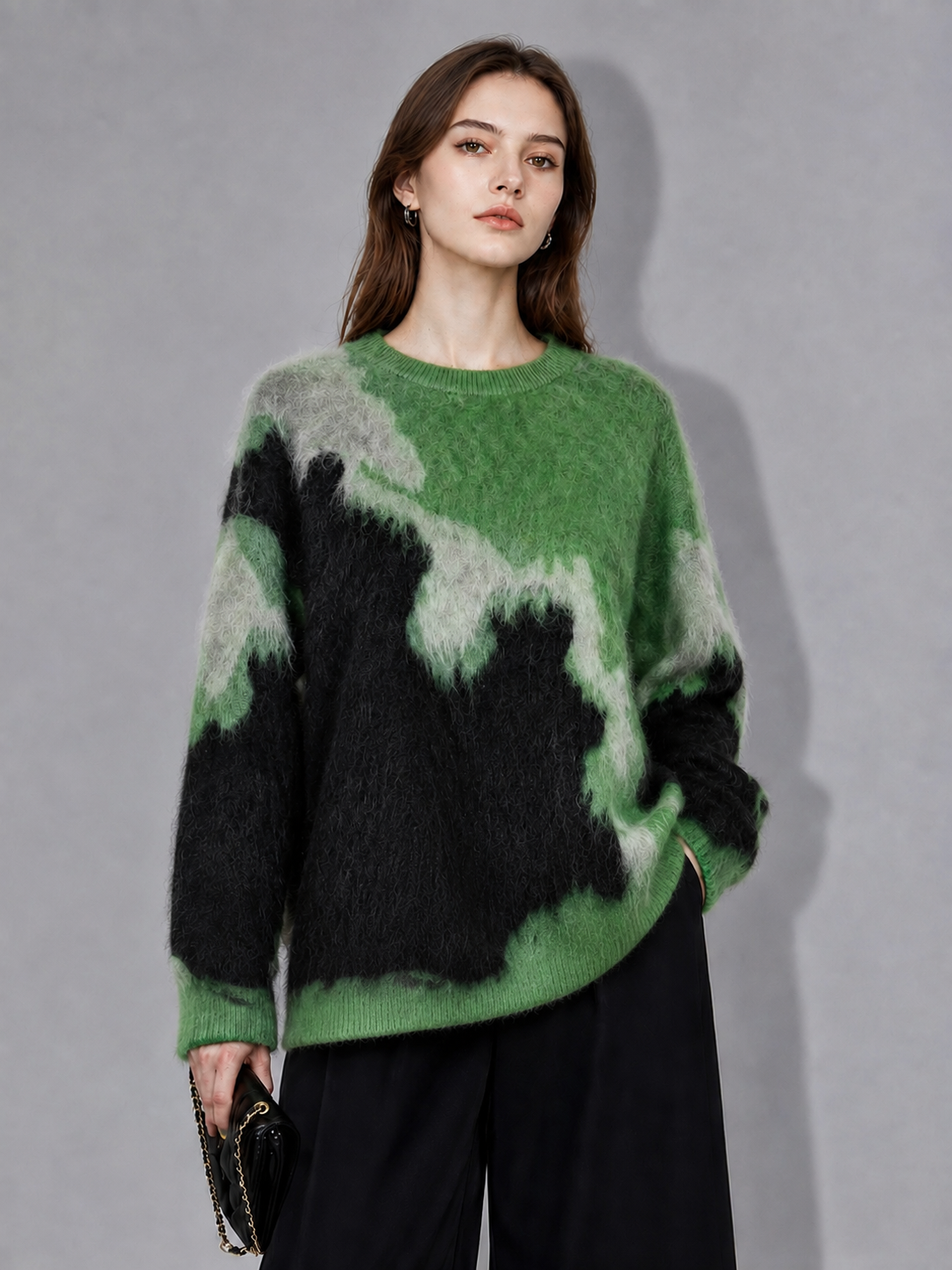 Wholesale Custom Made Women Winter Knit Sweater Front Logo 100% Wool High Street Style Anti-Pilling OEM Service