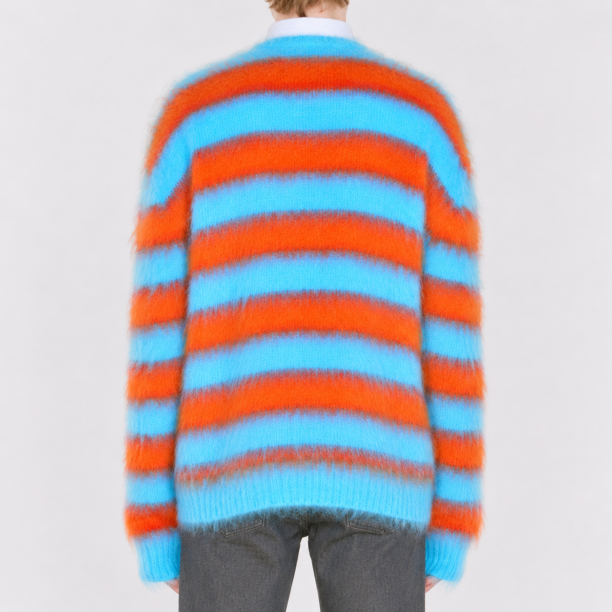 Mohair Sweater Cardigan Furry Knitted Winter Custom Brushed V-neck Long Sleeve Soft Comfortable Design Mohair Sweater for Men