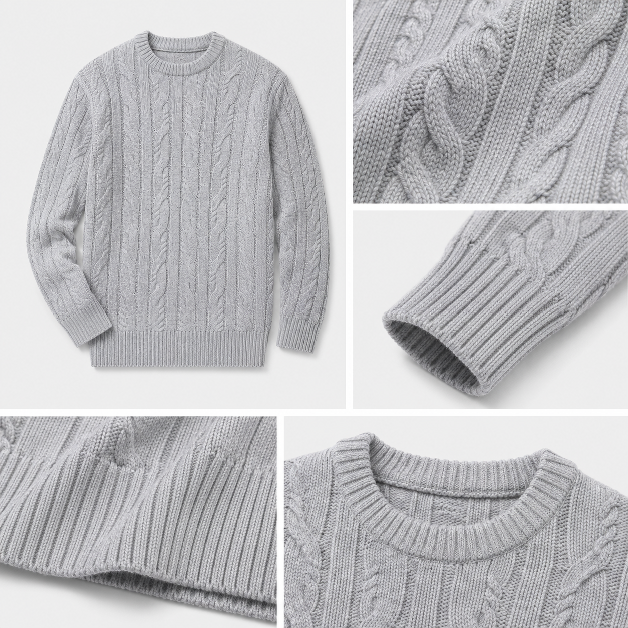 Custom OEM/ODM Premium Men's Anti-Wrinkle 100% Cotton Winter Knitwear Pullover Crew Neck Long Sleeve with Custom Logo Options