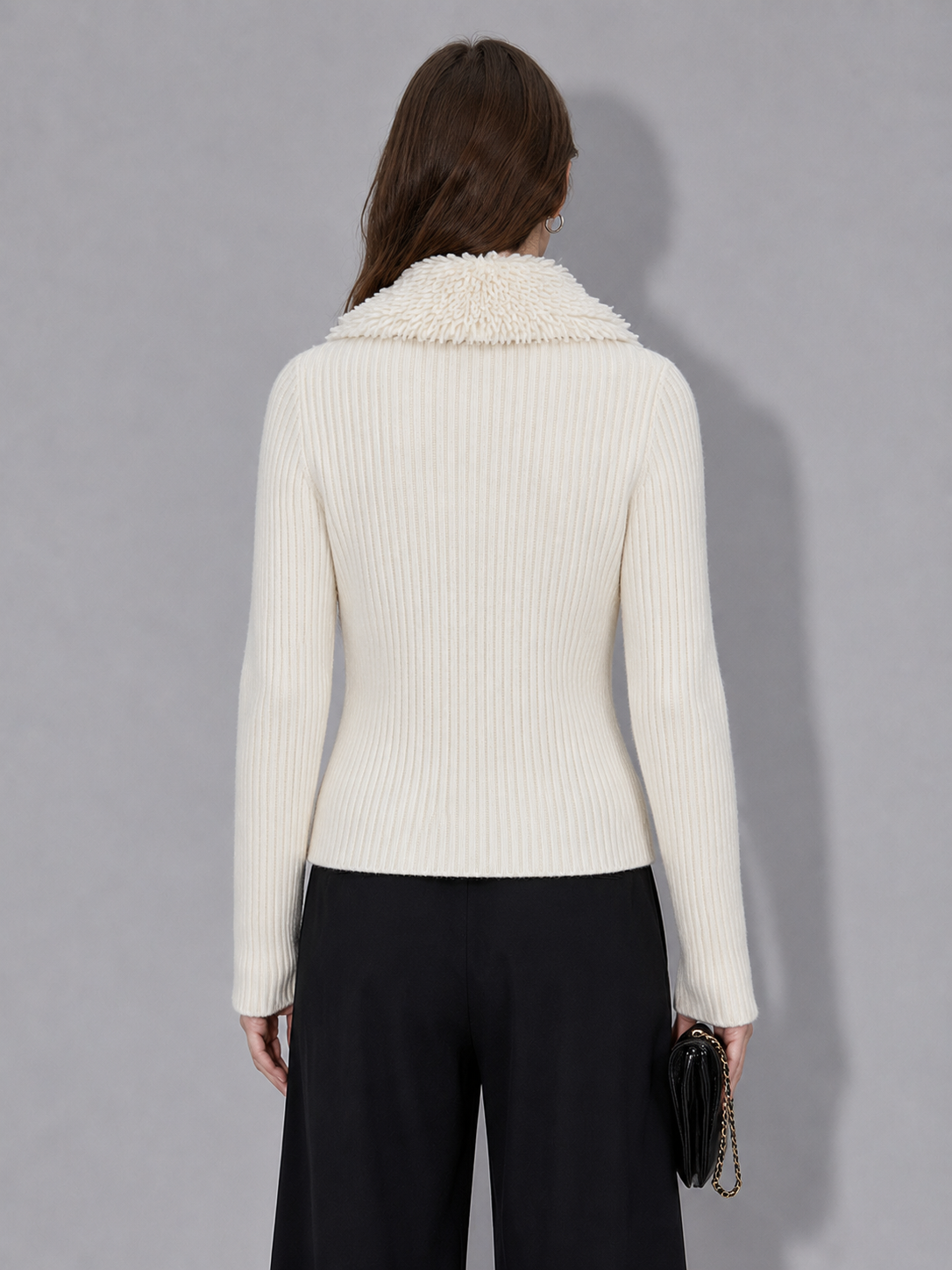 Womens Zip Up Knit Cardigan Lapel Collar Ribbed Sweater Jacket Ladies Long Sleeve Slim Fit Autumn Winter Knitted Outwear