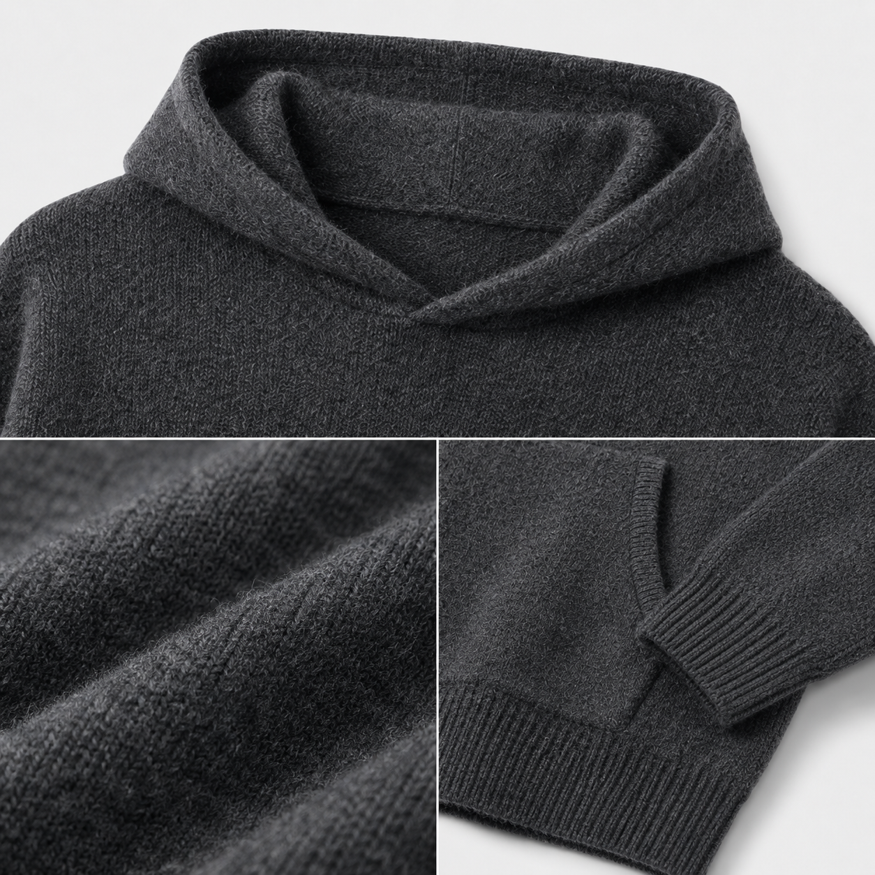 Custom Men's Knitted Hoodie Sweater Pullover Casual Loose Fit Winter Warm Knitwear OEM Wholesale Manufacturer