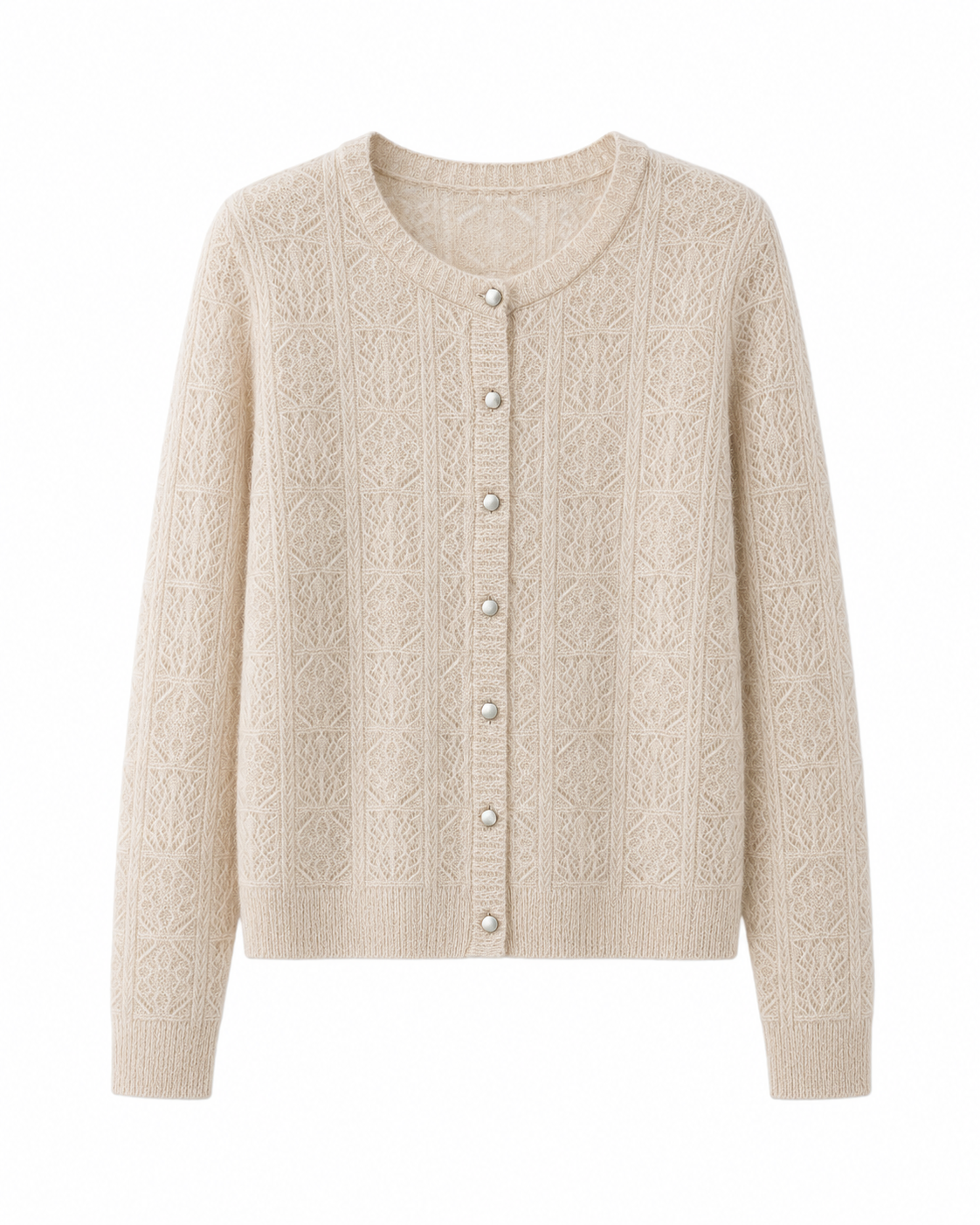 OEM Women Textured Knit Button Long Sleeve Jumper for Women Soft Blend Woolen Knit Sweater Top
