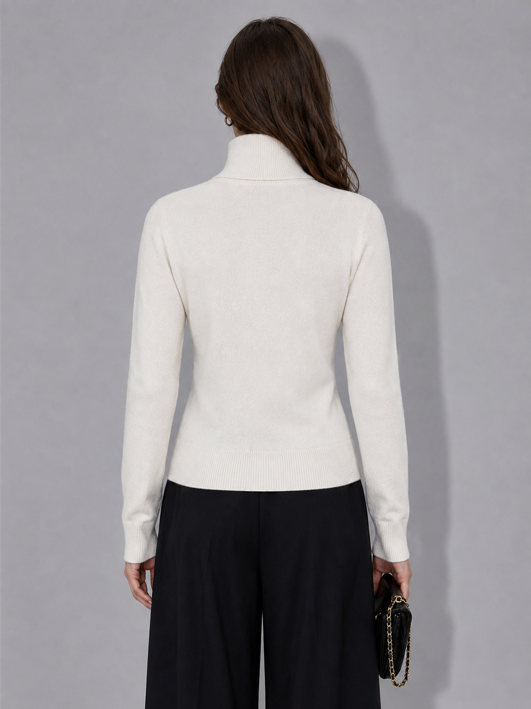 High Quality New Style Knitted 100% Wool High Neck Women Sweater