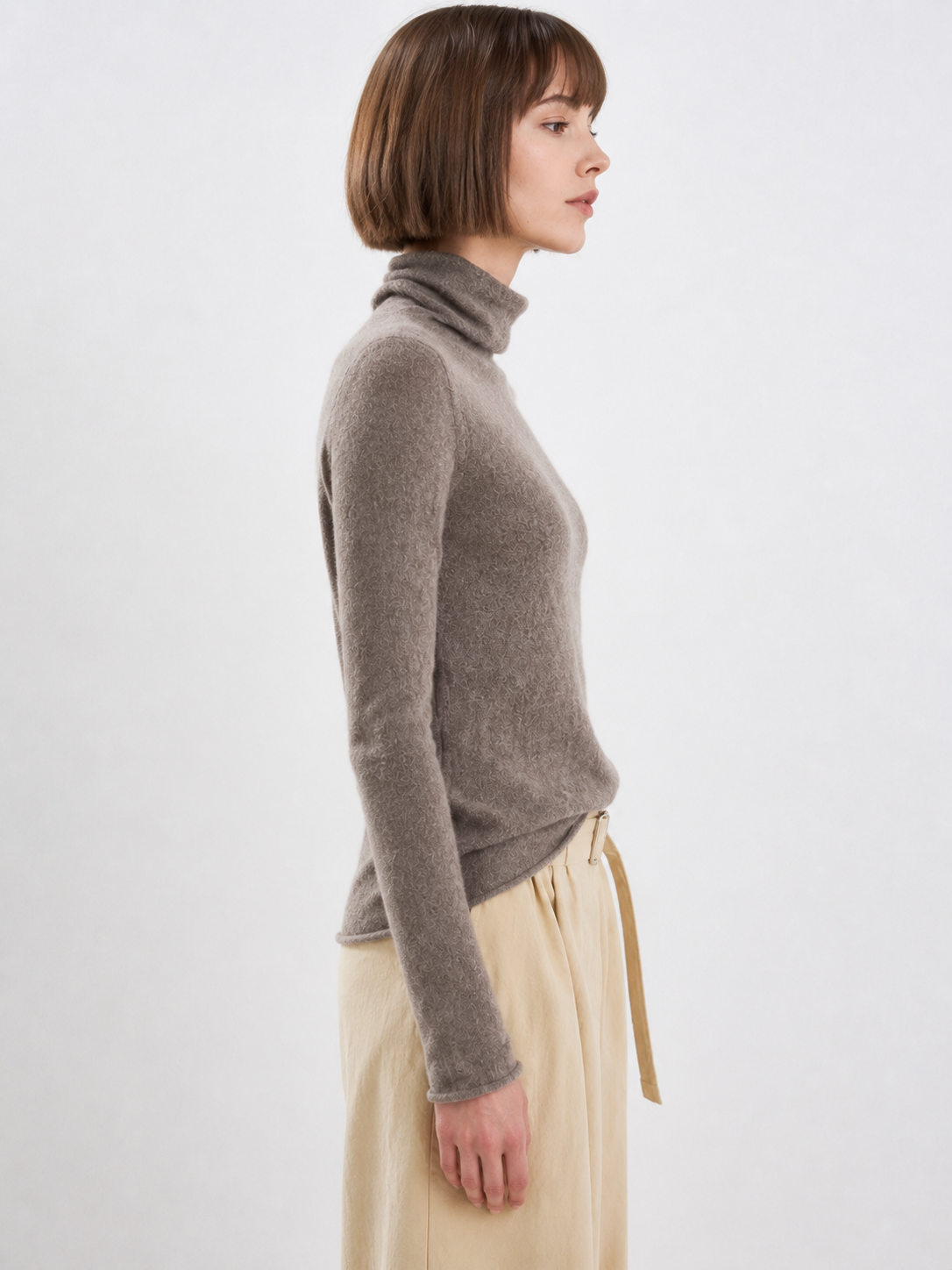 Womens Turtleneck Sweater Long Sleeve Slim Fit Knitted Pullover Ladies High Neck Cashmere Feel Autumn Winter Knit Jumper