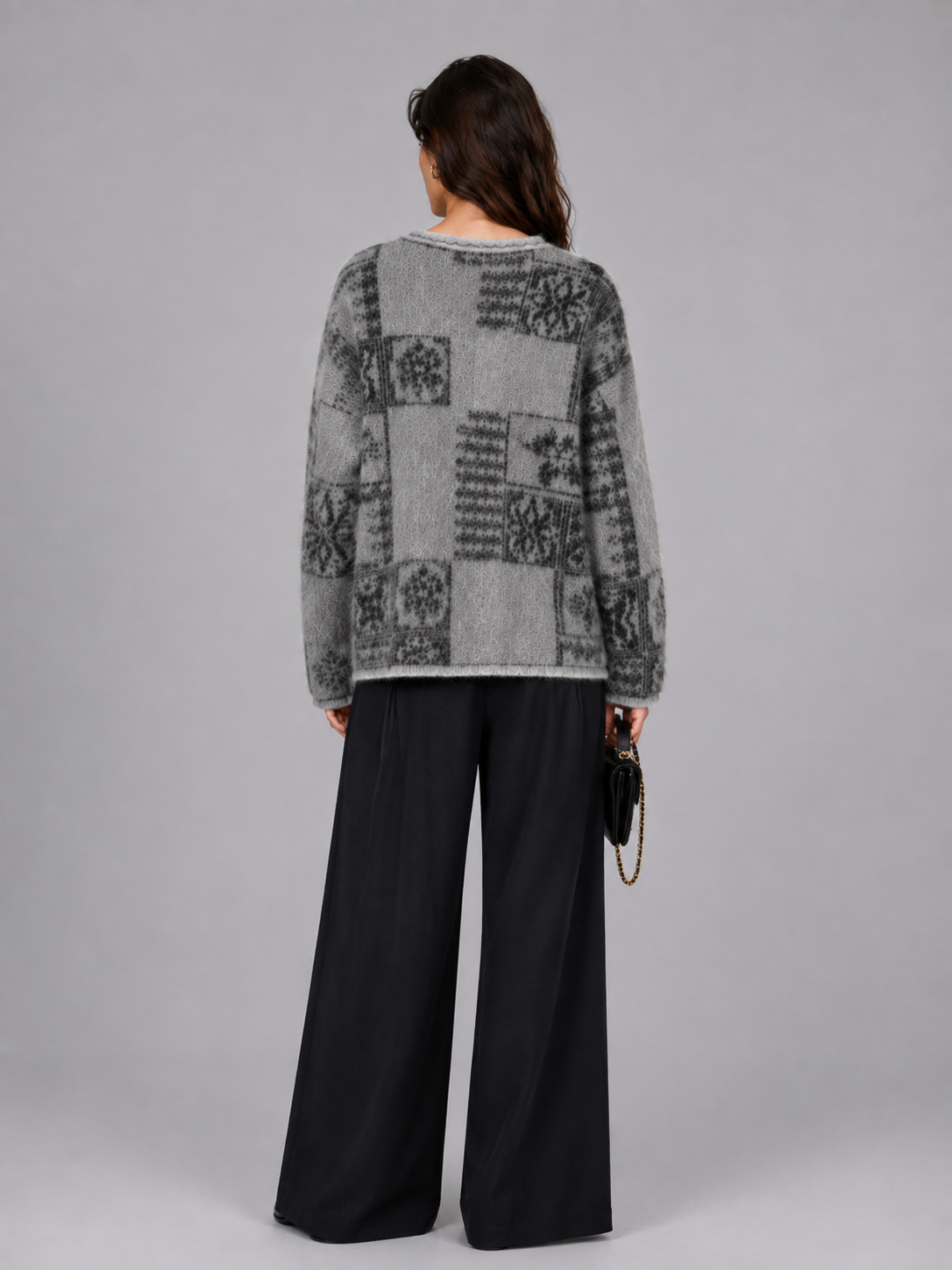 Early Autumn New Korean Retro Jacquard Thickened Wool Knit Half-Cardigan Delicate & Soft Silhouette Top for Women