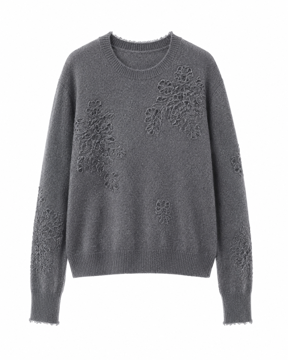 Cashmere Manufacturer Direct Women's Knit Sweater Embroidery Flower Pattern Vintage Style Cashmere Wool Pullover for Women