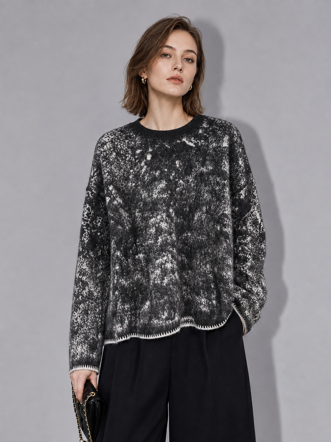 Fall/winter Women's Sweater Long Sleeve Custom Fashion Jacquard Round Neck Loose Knit Jumper for Women Sweater 2026