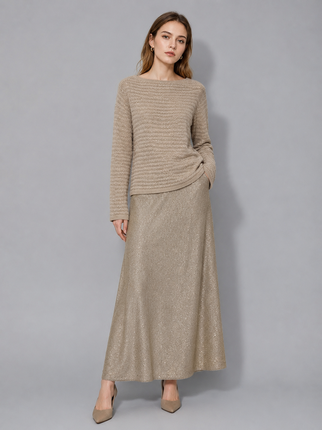 Best-selling high-end wool women's two-piece sweater set, large size sweater set, dress set