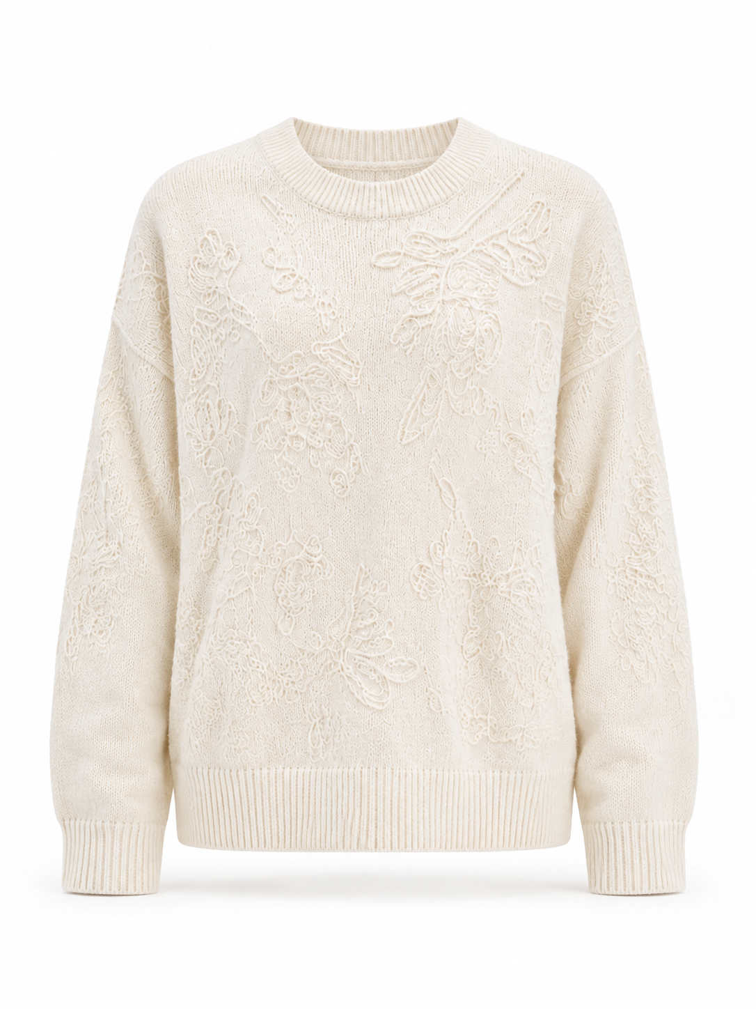 Women 3D Floral Applique Crochet Cardigan Round Neck Button Front Hollow Out Knit Sweater Handmade Openwork Lace Top