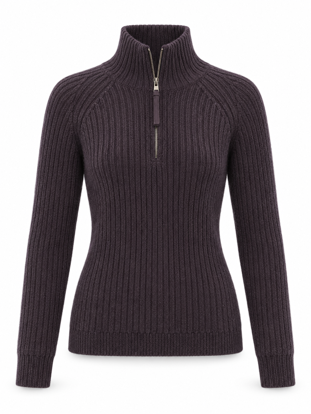 Women's Ribbed Knit Sweater Half Zip Mock Neck Long Sleeve Slim Fit Pullover Casual Winter Jumper