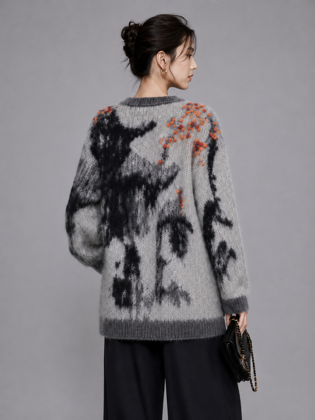 Best-selling large-sized women's cashmere embroidered custom knitted colorful personalized pullover sweater