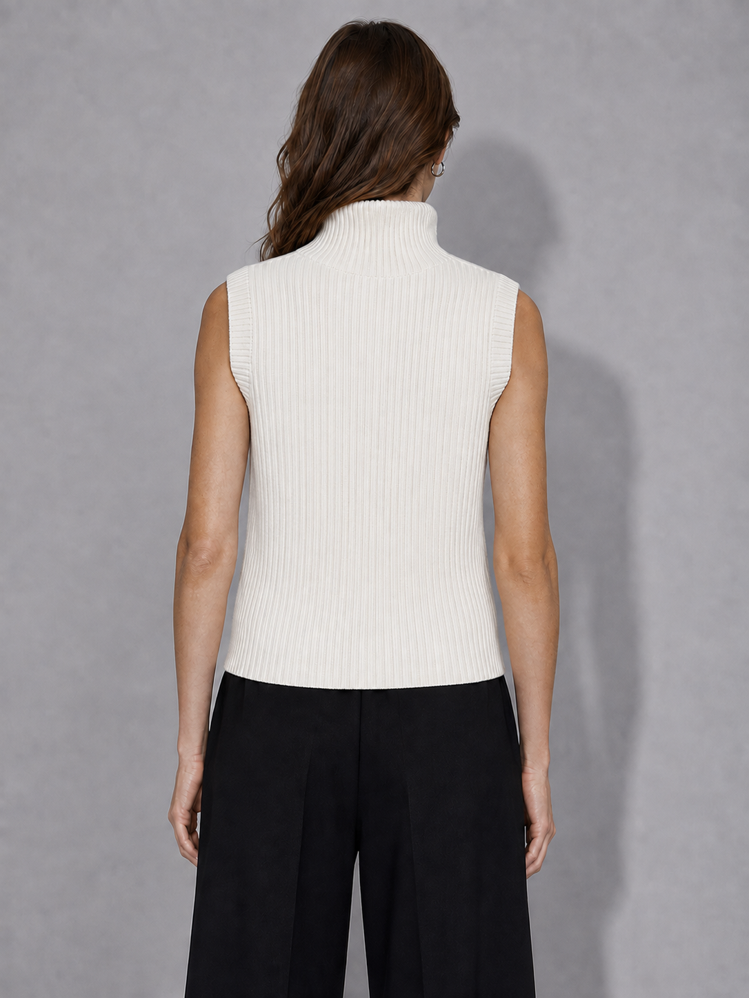 Womens Sleeveless Knit Vest Zip Up Stand Collar Textured Sweater Gilet Ladies Slim Fit Autumn Winter Knitted Waistcoat